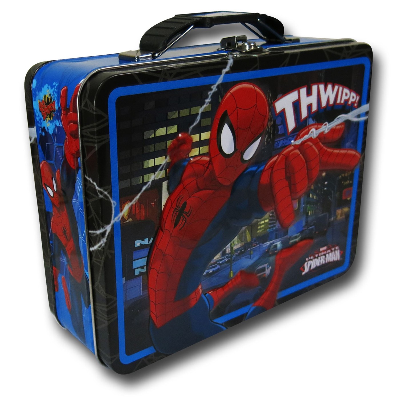 Spiderman Thwip Square Tin Lunch Box, Black