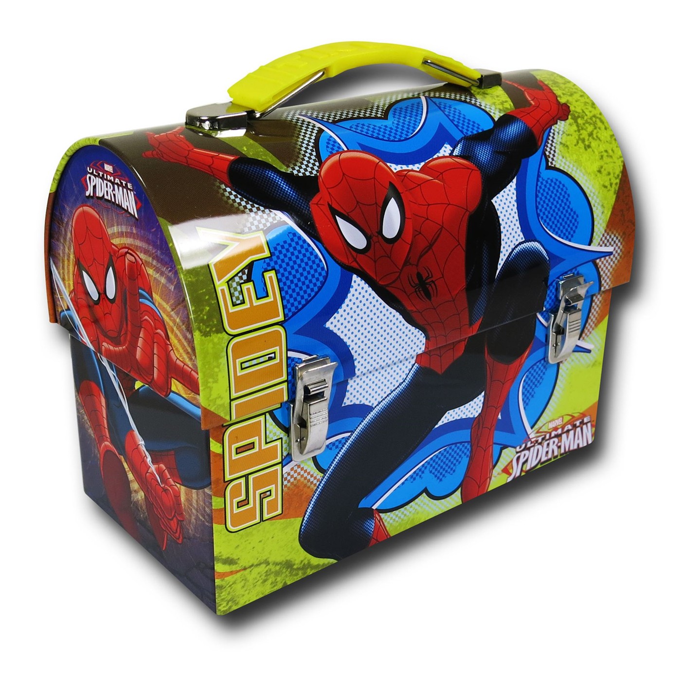 Spiderman Yellow Domed Tin Lunch Box, Yellow