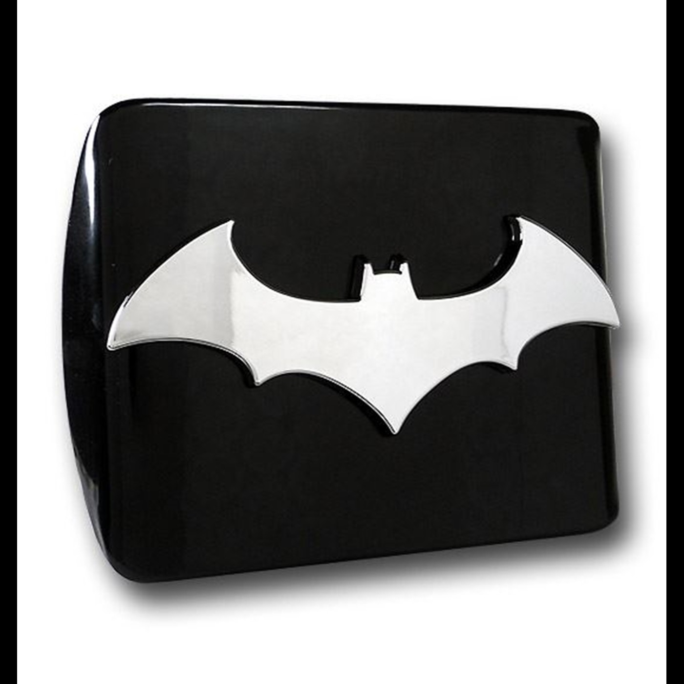 Batman Chrome Symbol On Black Metal Trailer Hitch Plug