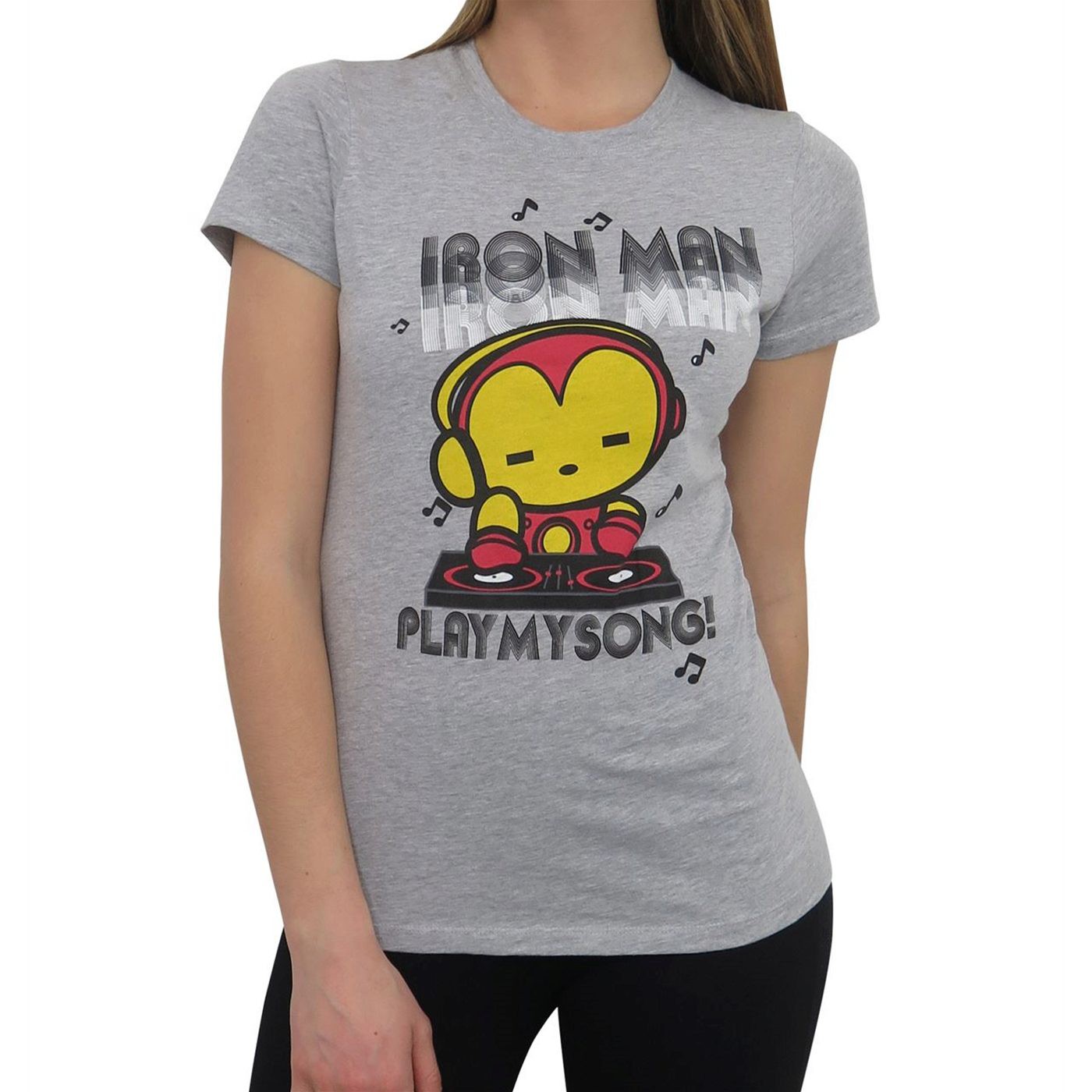Iron Man Play My Song Women's T-Shirt, Grey