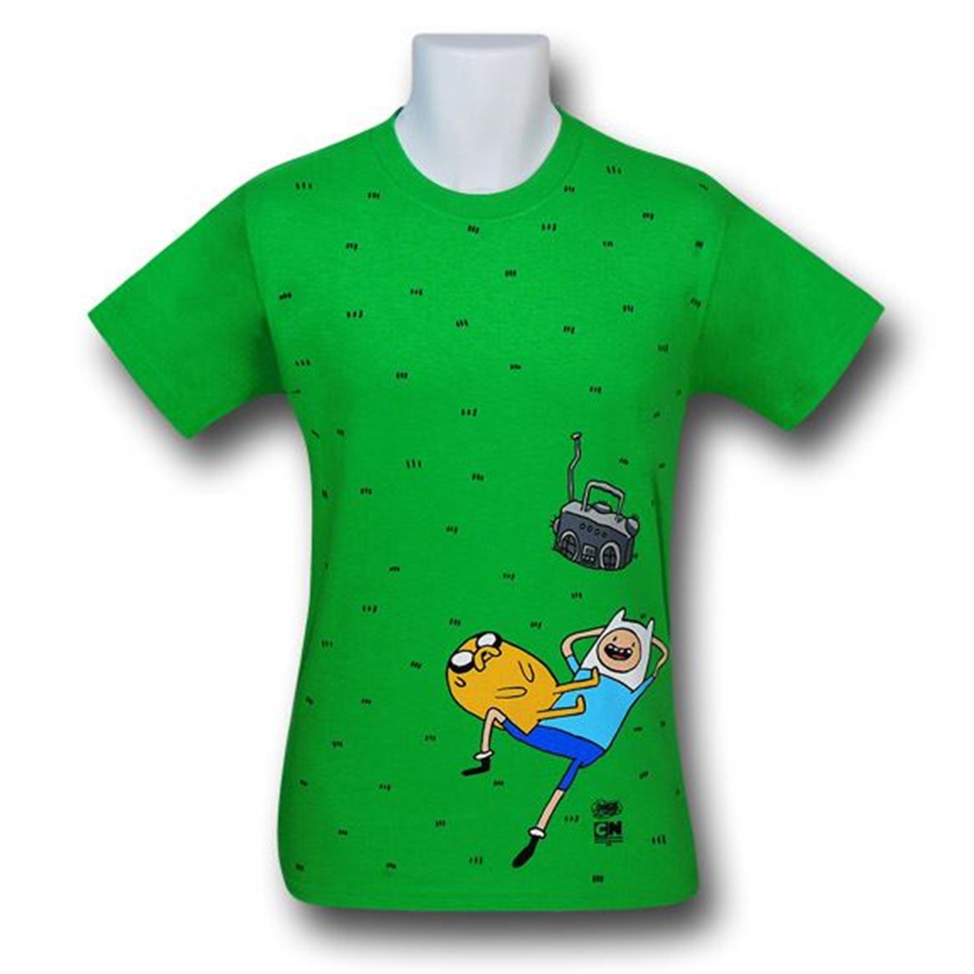 Adventure Time Kelly Green Grass Scene T-Shirt, Green