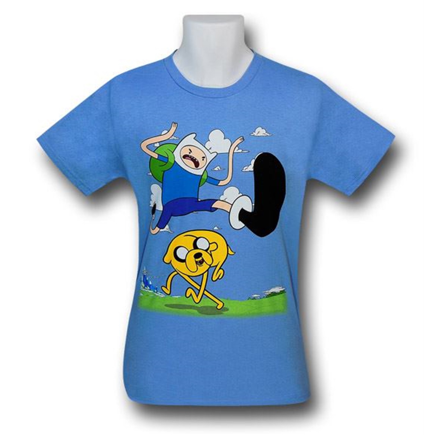 Adventure Time Finn Kick Jump Youth T-Shirt, Blue