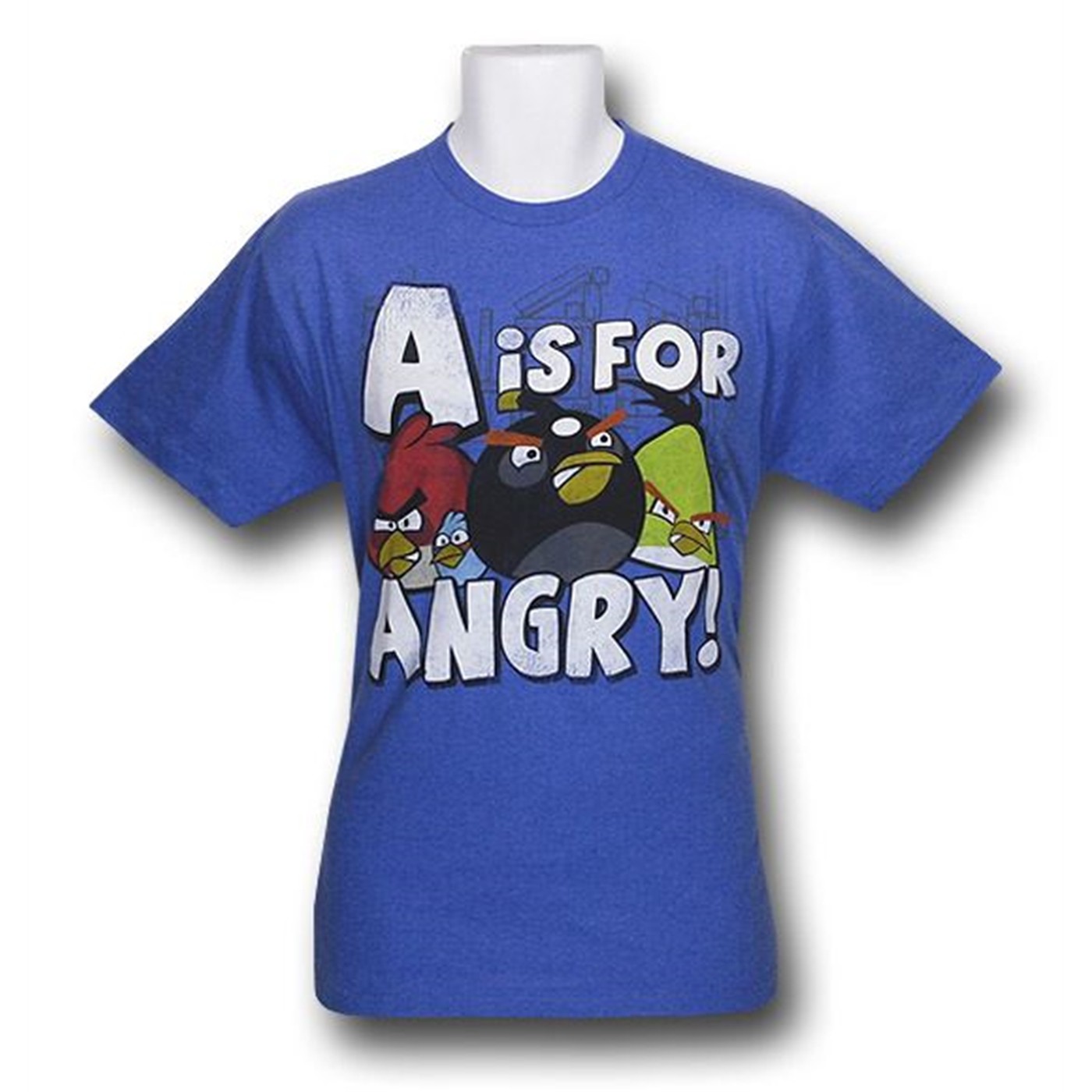 Angry Birds A is for Anger Heather Blue T-Shirt, Blue
