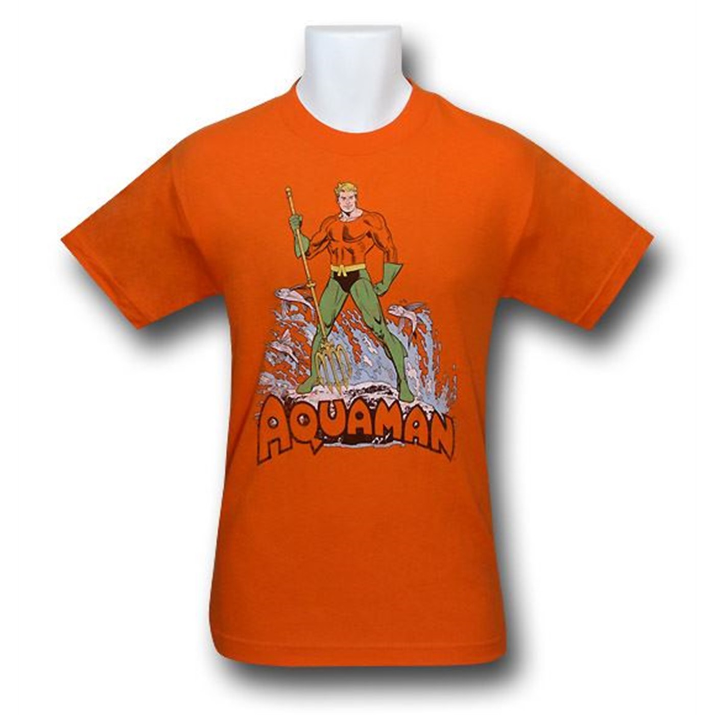 Aquaman Atlantean Hero Distressed T-Shirt, Orange