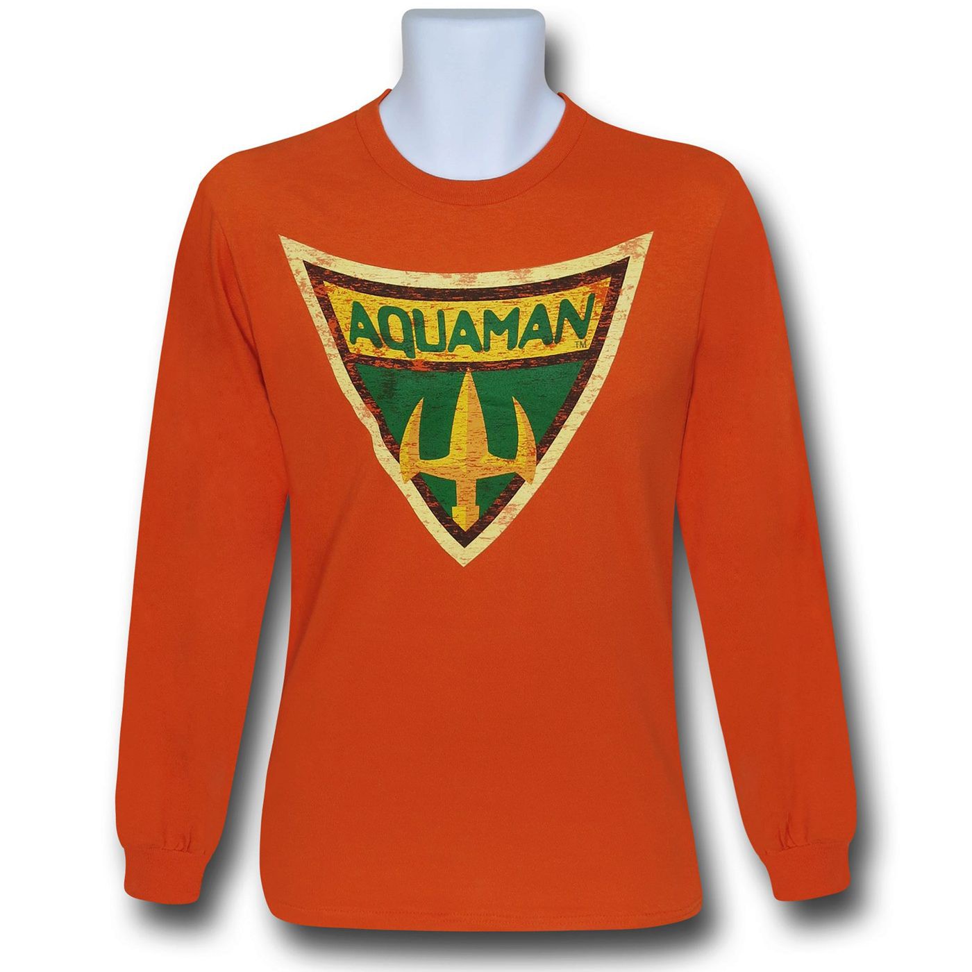 Aquaman Brave & Bold Symbol Long Sleeve T-Shirt, Orange