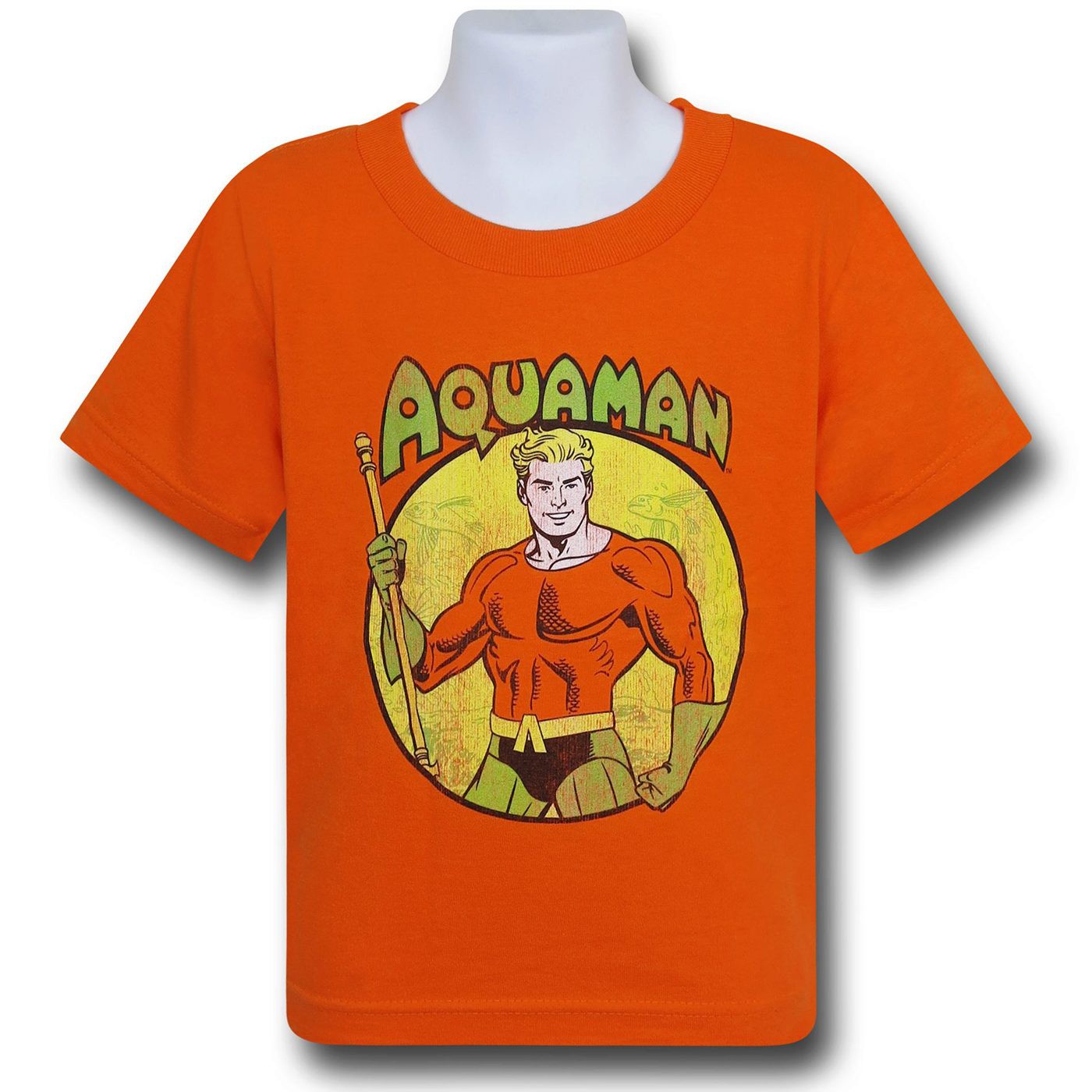 Aquaman Trident Circle Kids T-Shirt, Orange