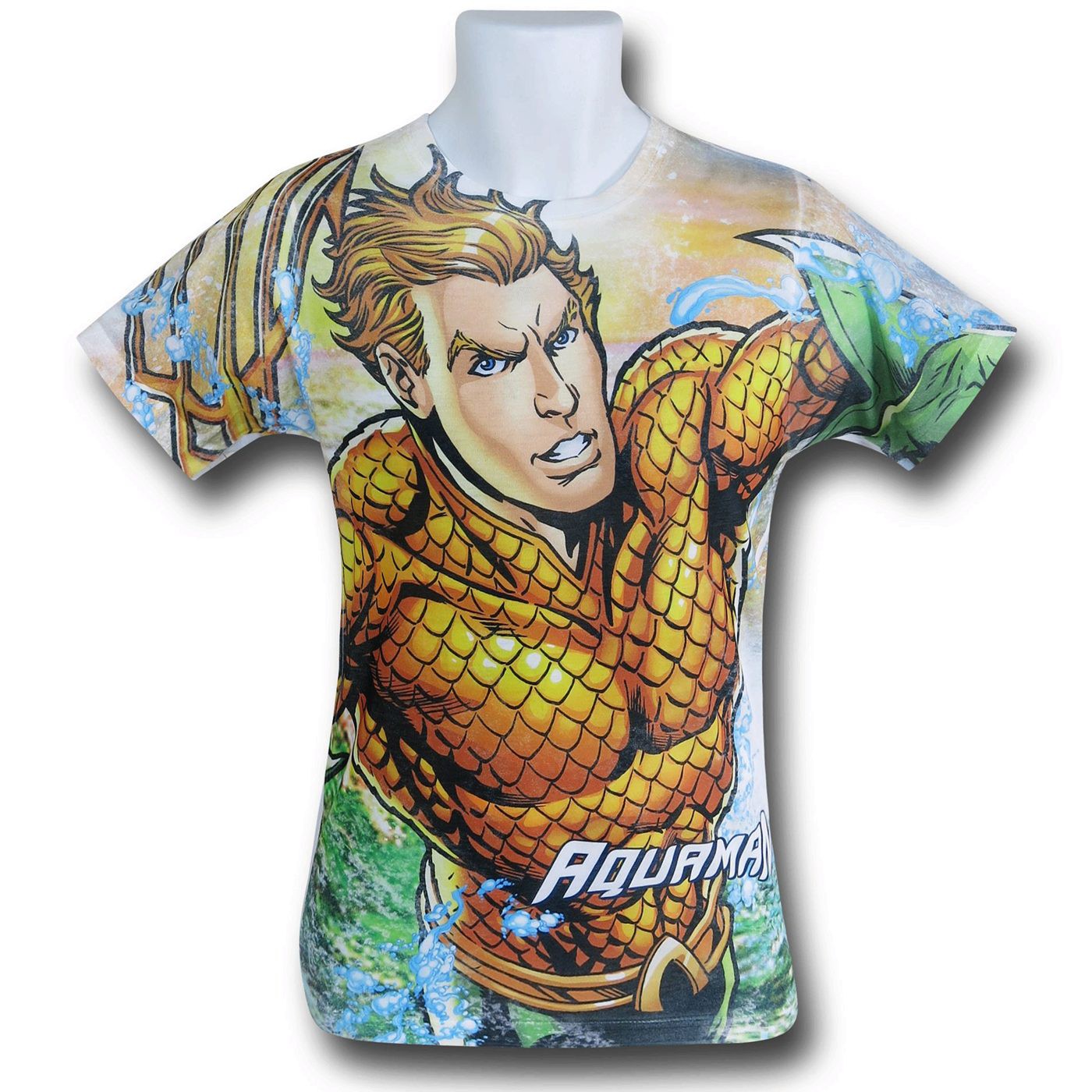 Aquaman Rough Seas Sublimated T-Shirt, Blue