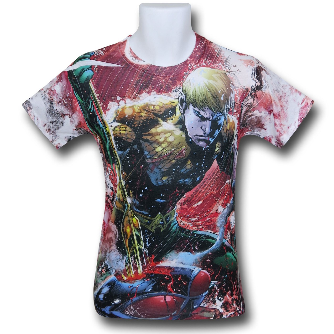 Aquaman Vs Manta Sublimated T-Shirt, Red