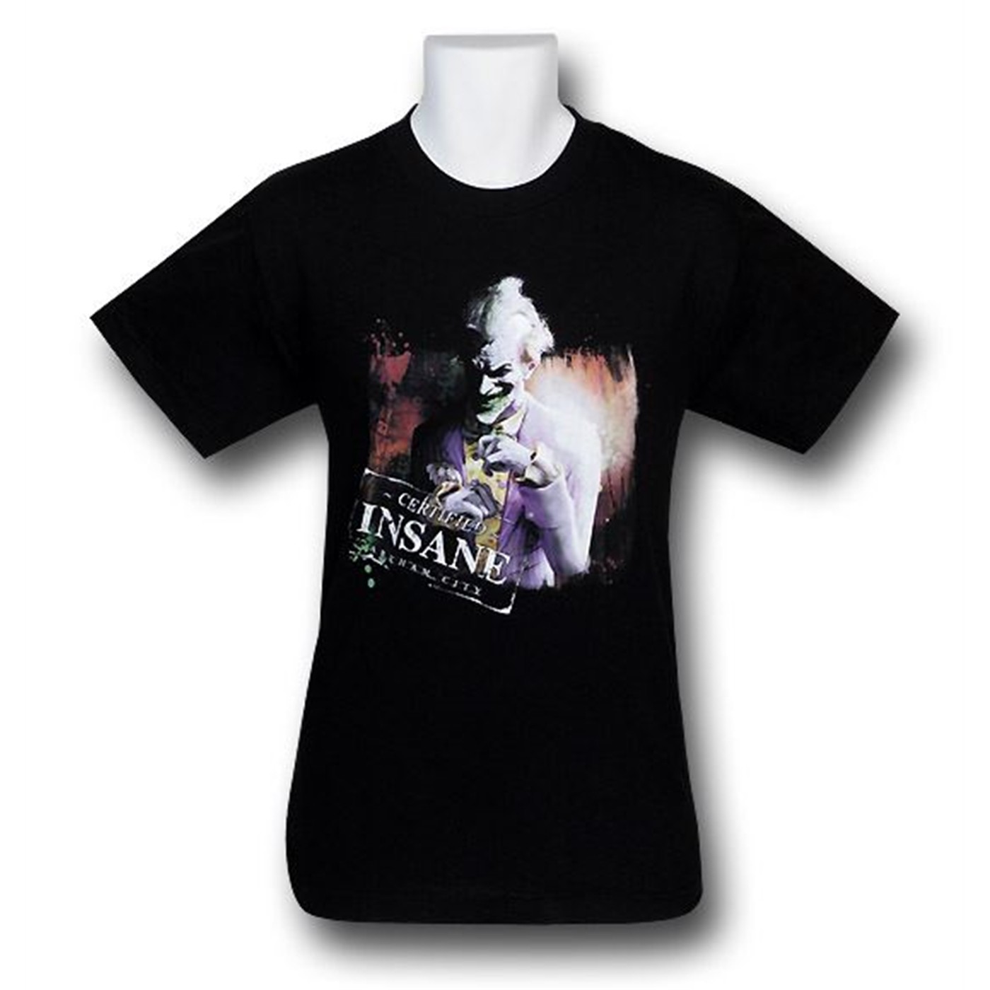 Arkham City Certified Insane Joker T-Shirt, Black