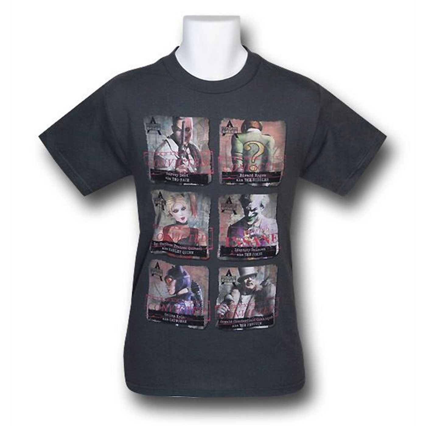 Arkham City Villains Line Up T-Shirt, Grey