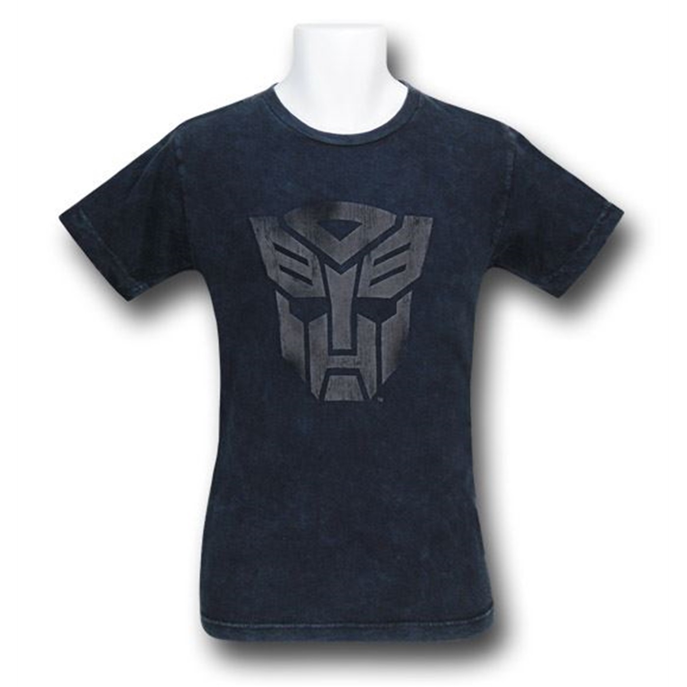Autobot Distressed Symbol Acid Wash T-Shirt, Blue