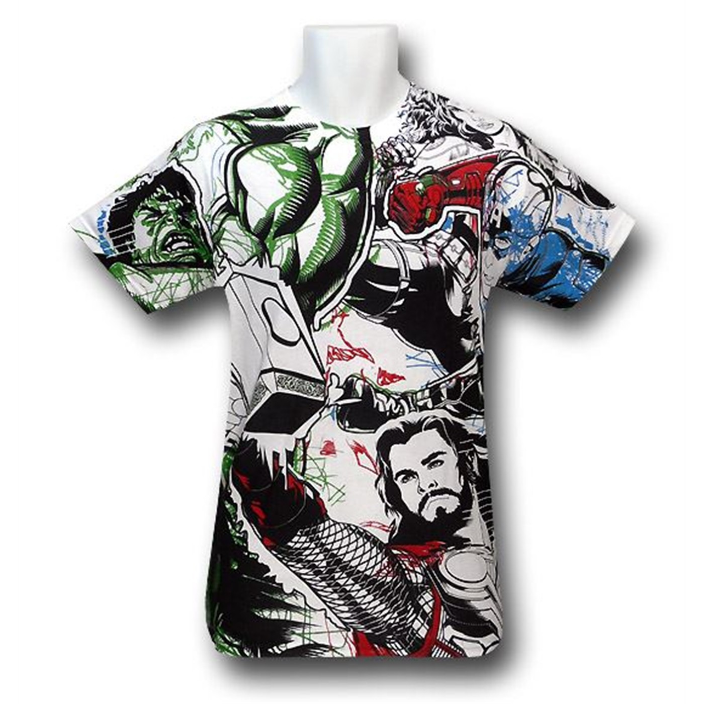 Avengers Movie Combined Attack All Over Print T-Shirt, White