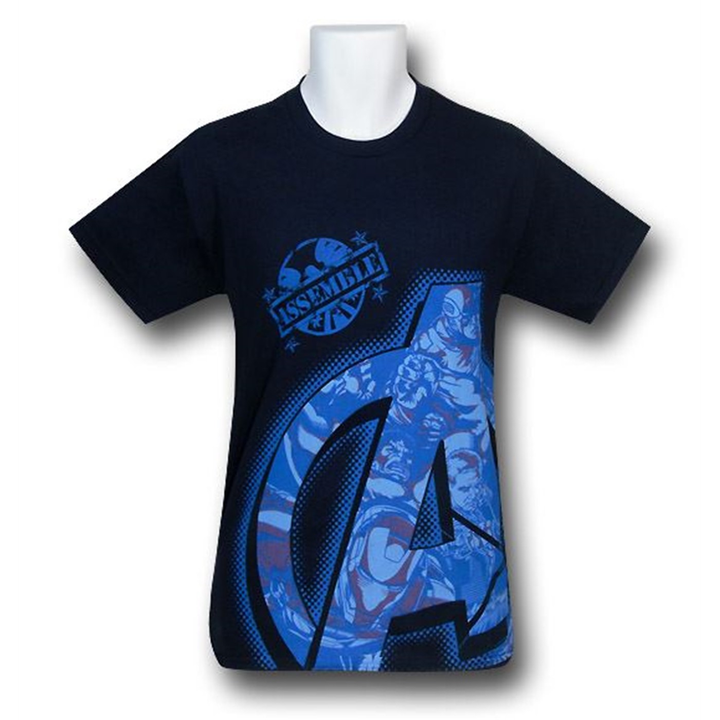 Avengers Movie Character Filled 'A' Symbol T-Shirt, Blue