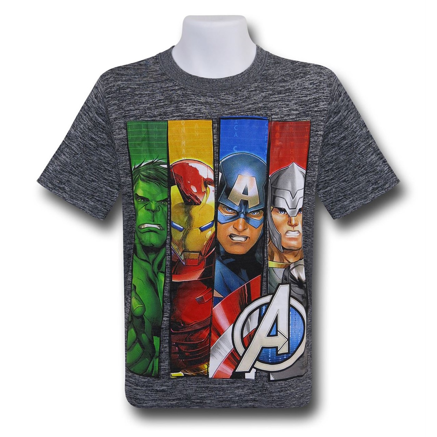 Avengers Kids Panels Grey Space Dye T-Shirt, Grey