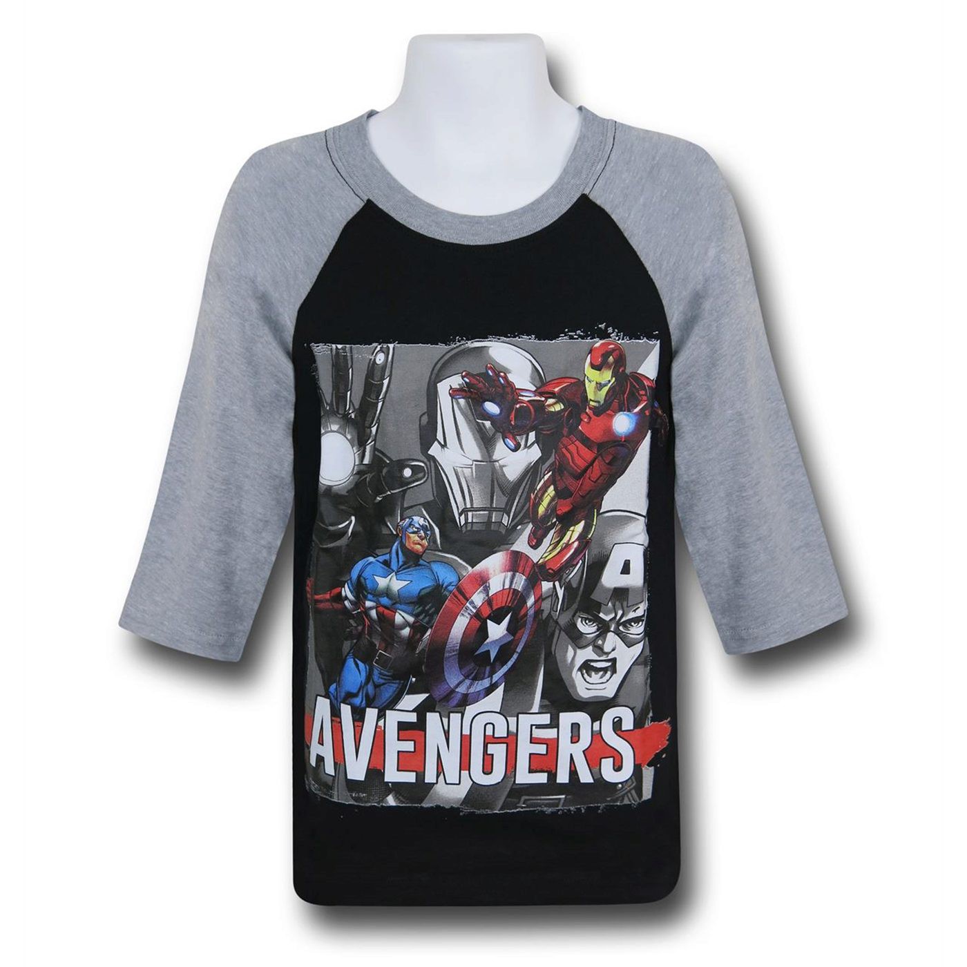 Avengers Cap and Iron Man Kids Baseball T-Shirt, Black