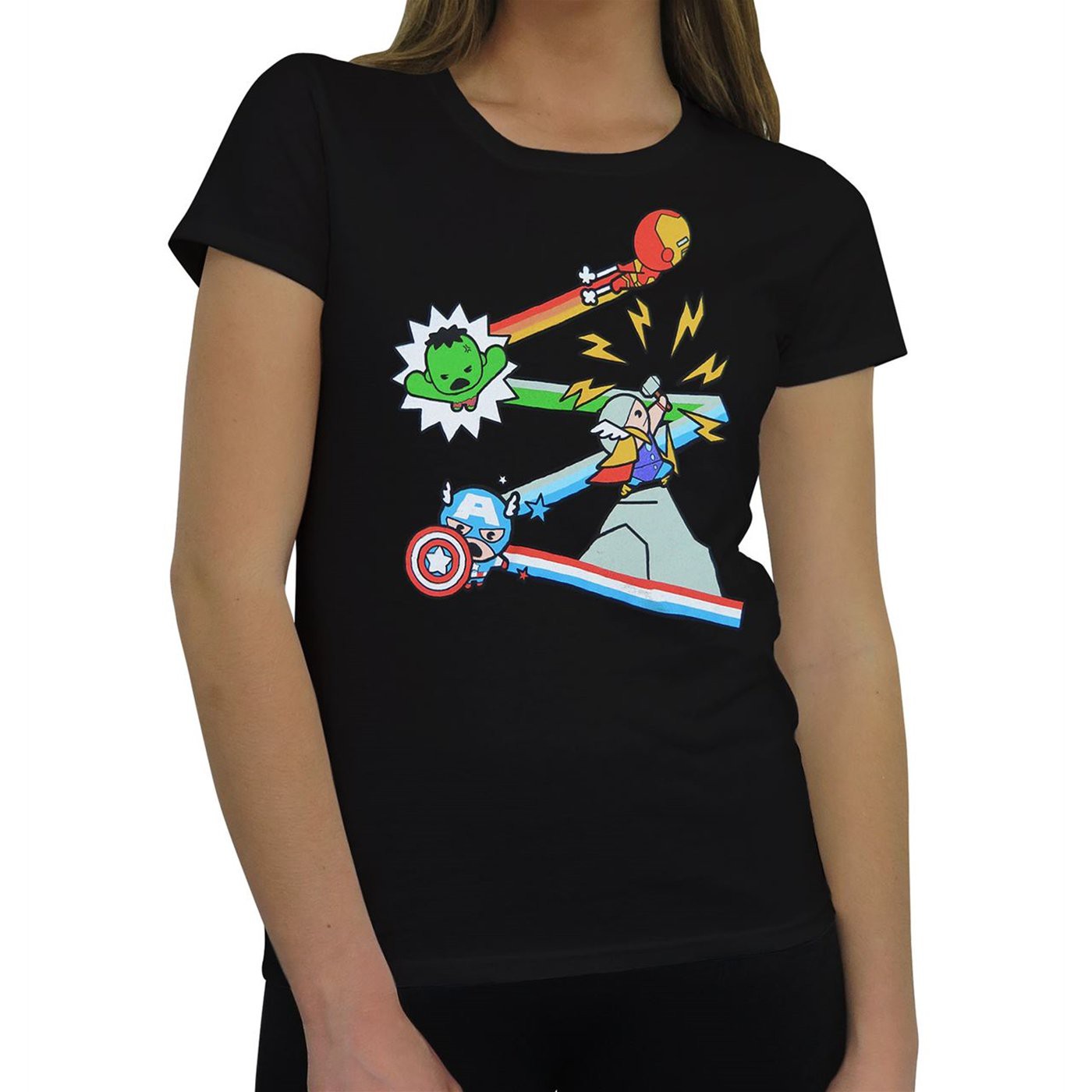 Avengers Kawaii Assemble Women's T-Shirt, Blue