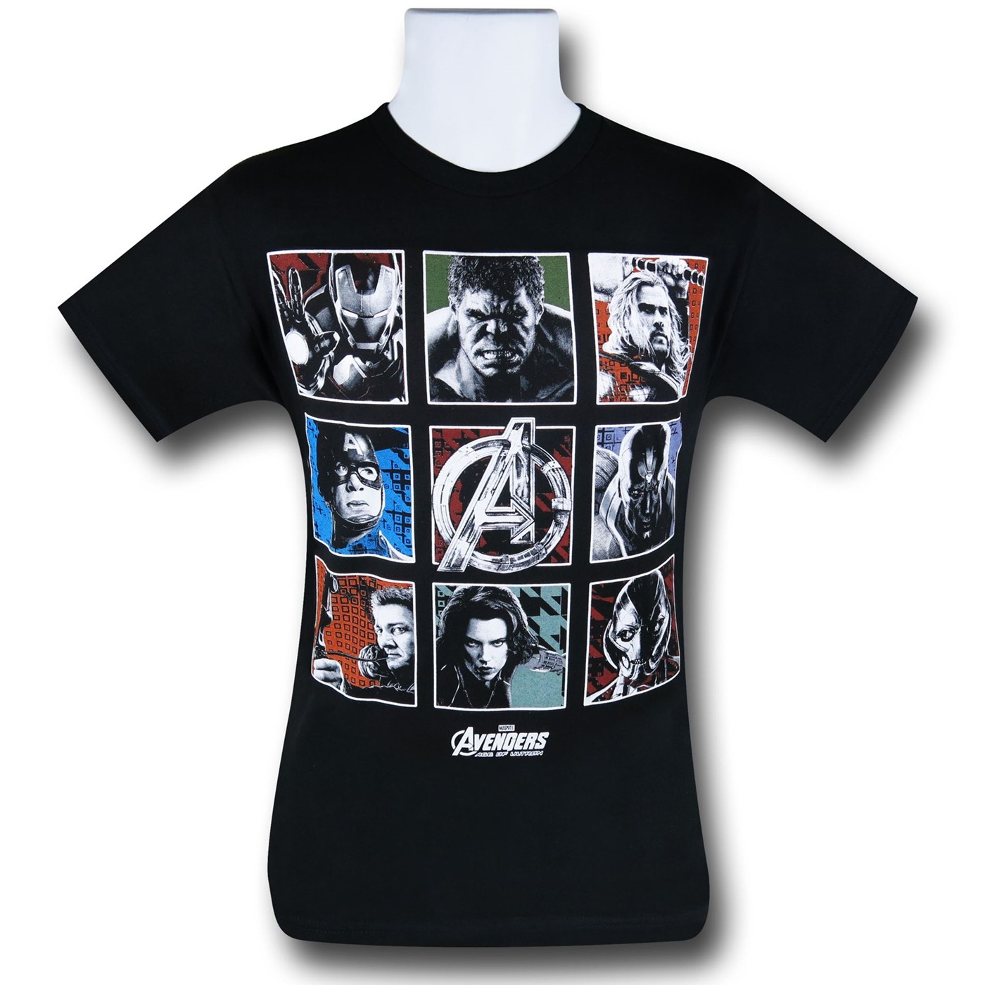 Avengers Age of Ultron Squares T-Shirt, Black