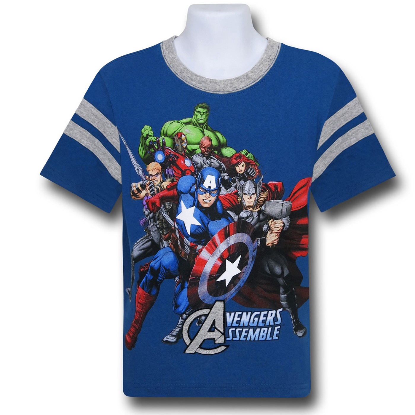 Avengers Assemble Applique Kids T-Shirt, Blue