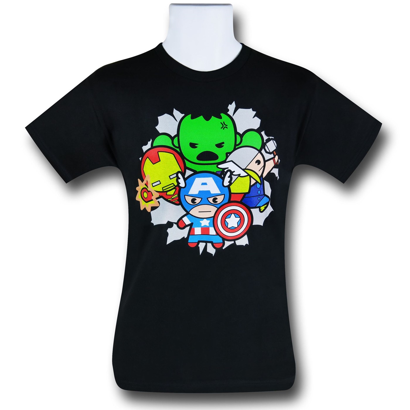 Avengers Blast Kawaii T-Shirt, Black