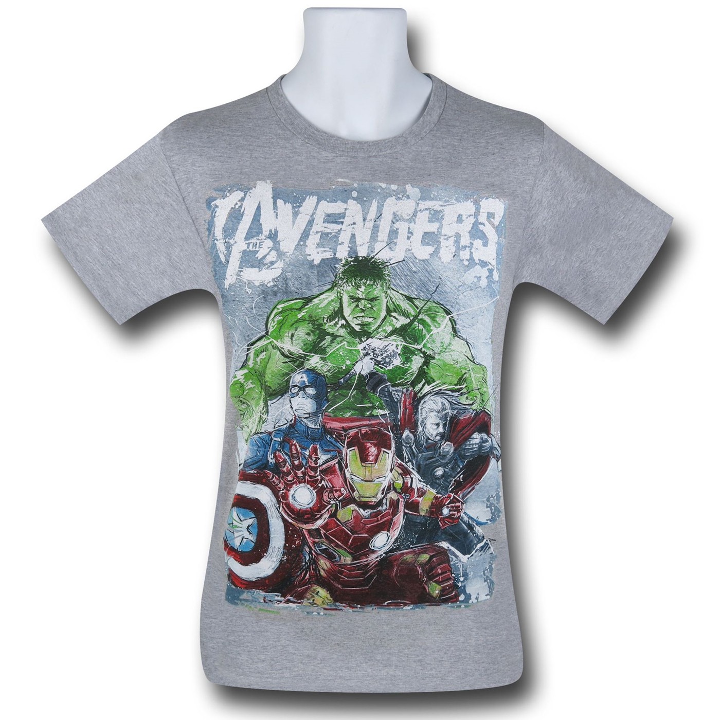 Avengers Group on Grey T-Shirt, Grey