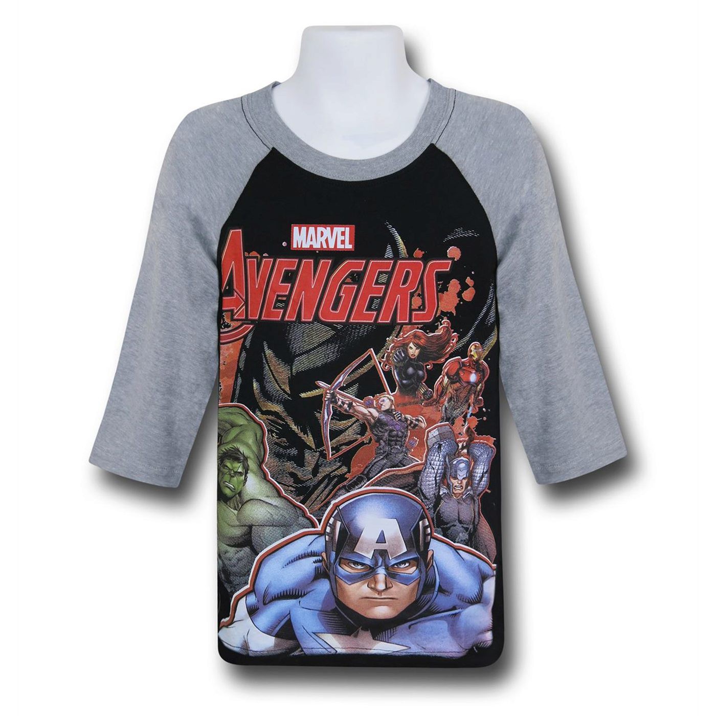 Avengers Group Kids Baseball T-Shirt, Black
