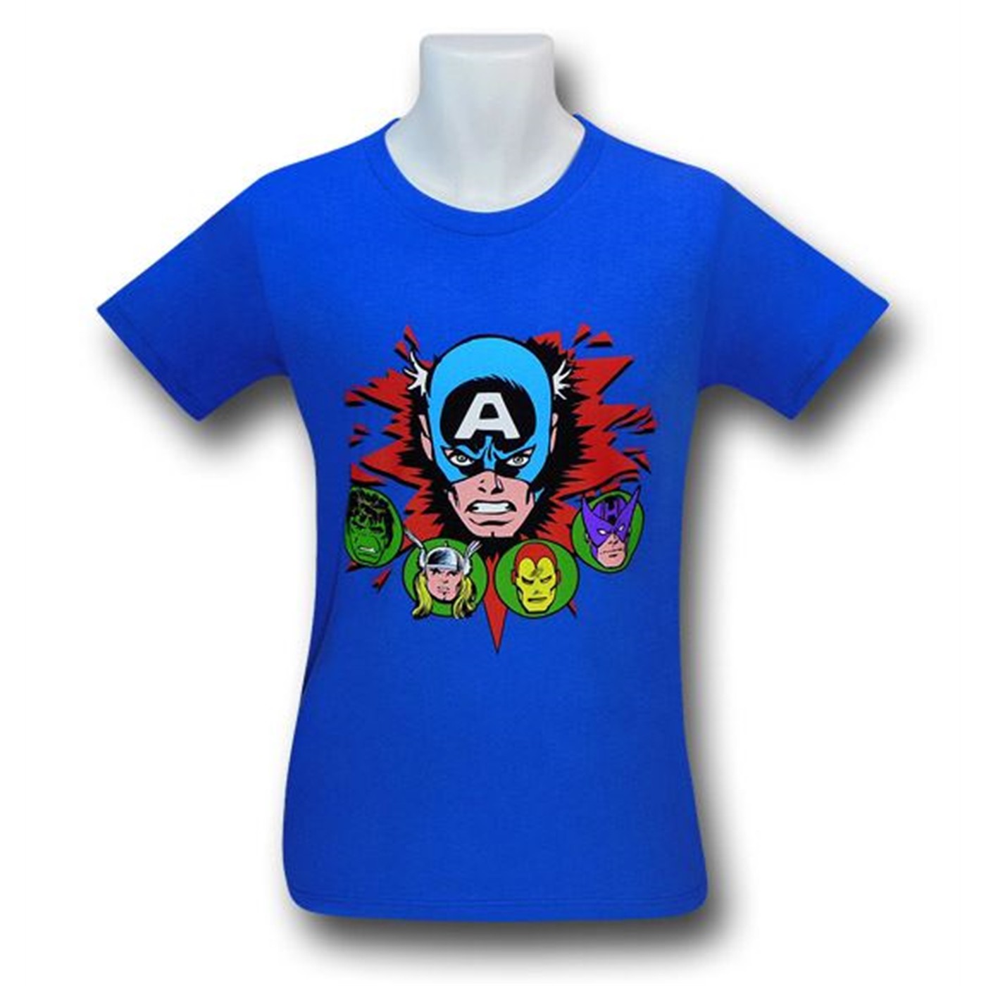Avengers Heads 30 Single Royal Blue T-Shirt, Blue