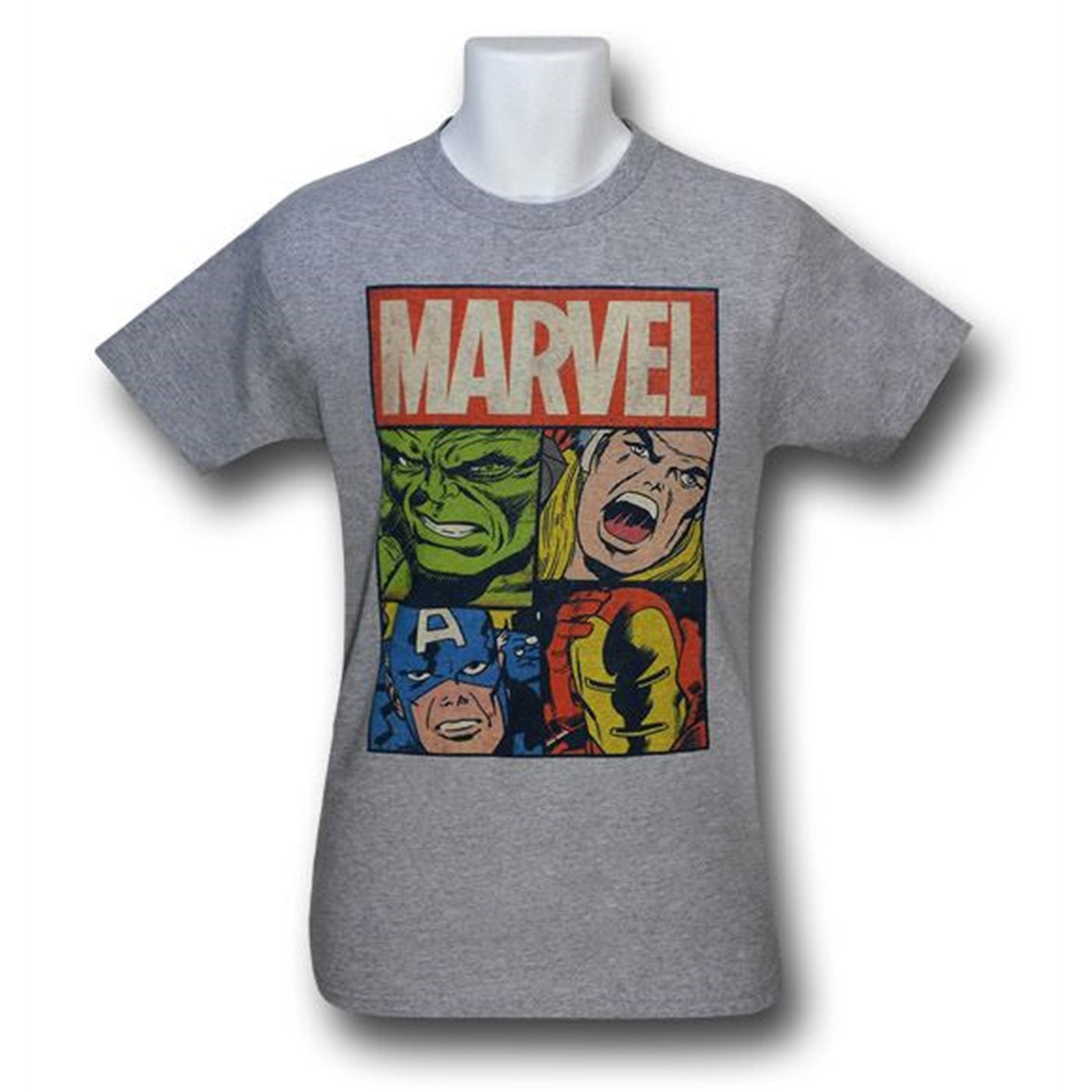 Avengers Four Faces Grey Kids T-Shirt, Grey