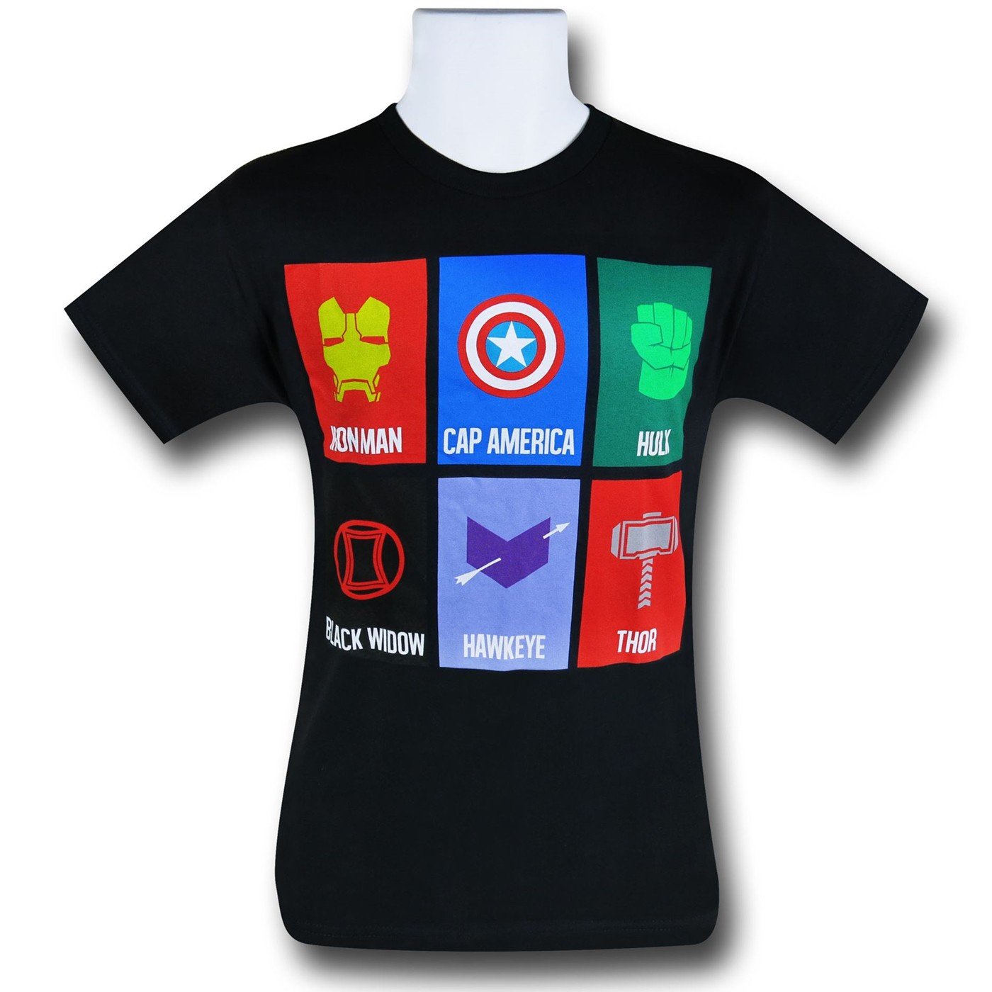 Avengers Minimalist Cards T-Shirt, Black