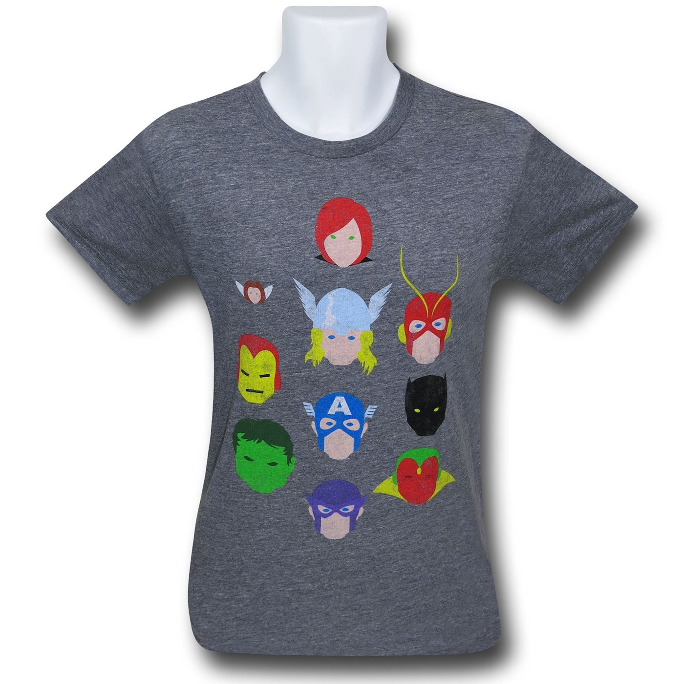 Avengers Minimalist Heads 30 Single T-Shirt, Grey