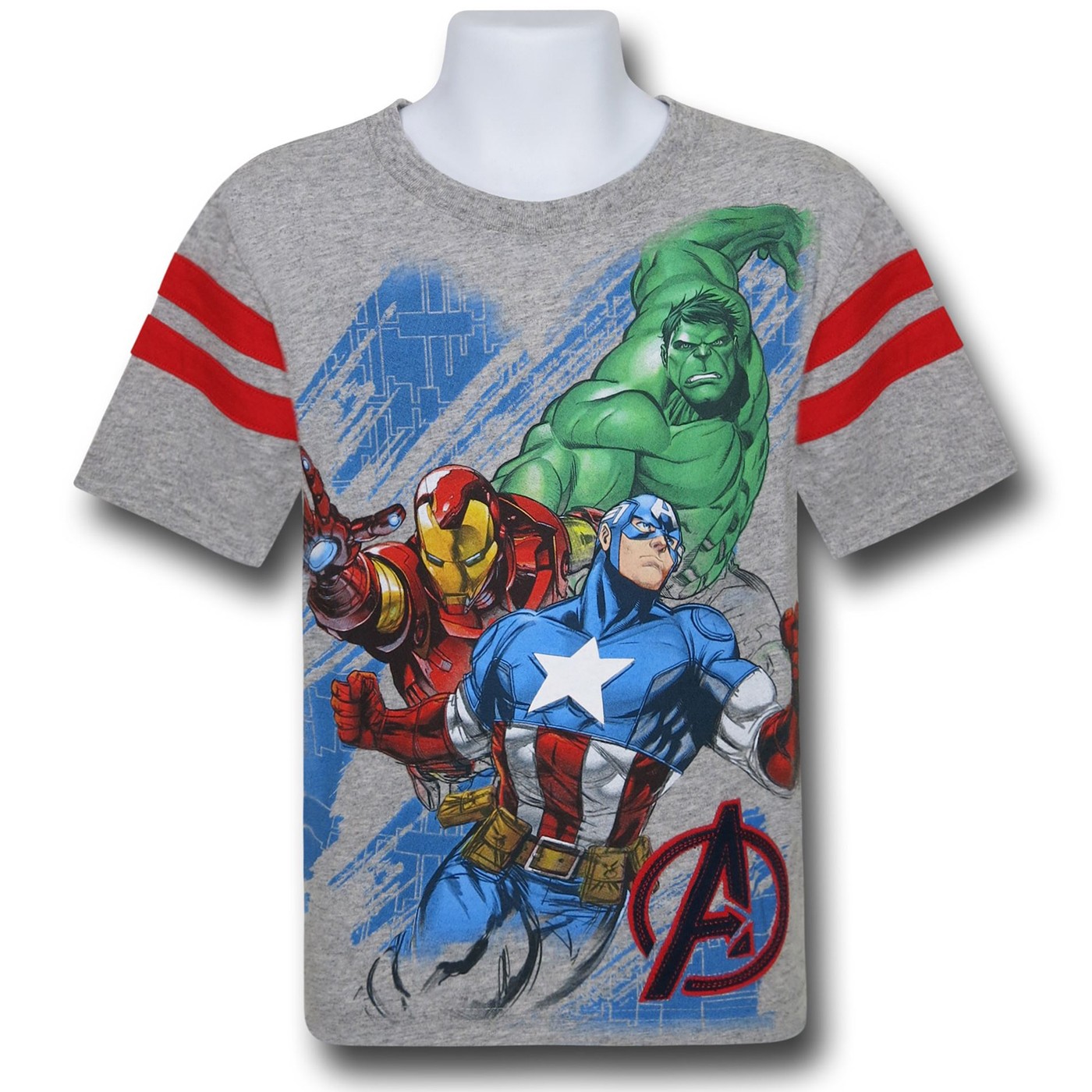 Avengers Puff Applique Kids Grey T-Shirt, Grey