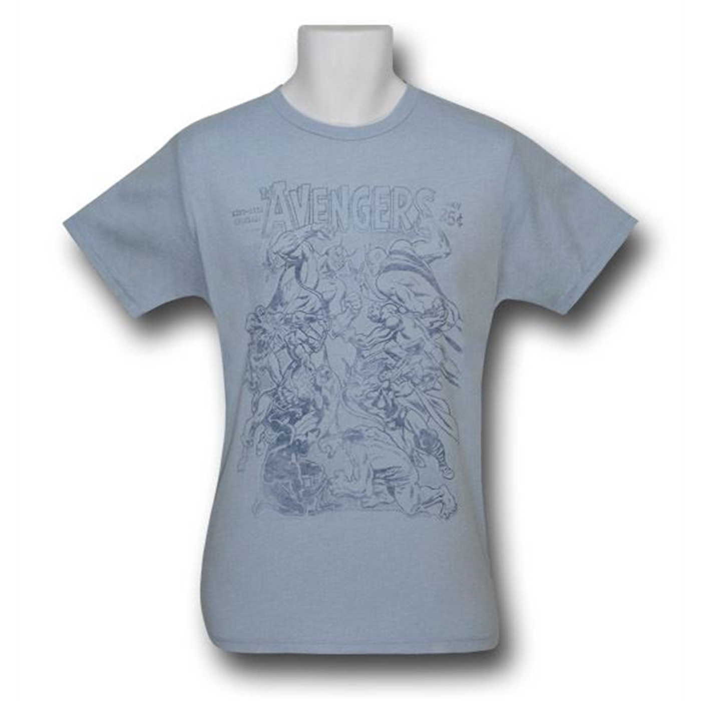 Avengers Blue Sketch Junk Food T-Shirt, Blue
