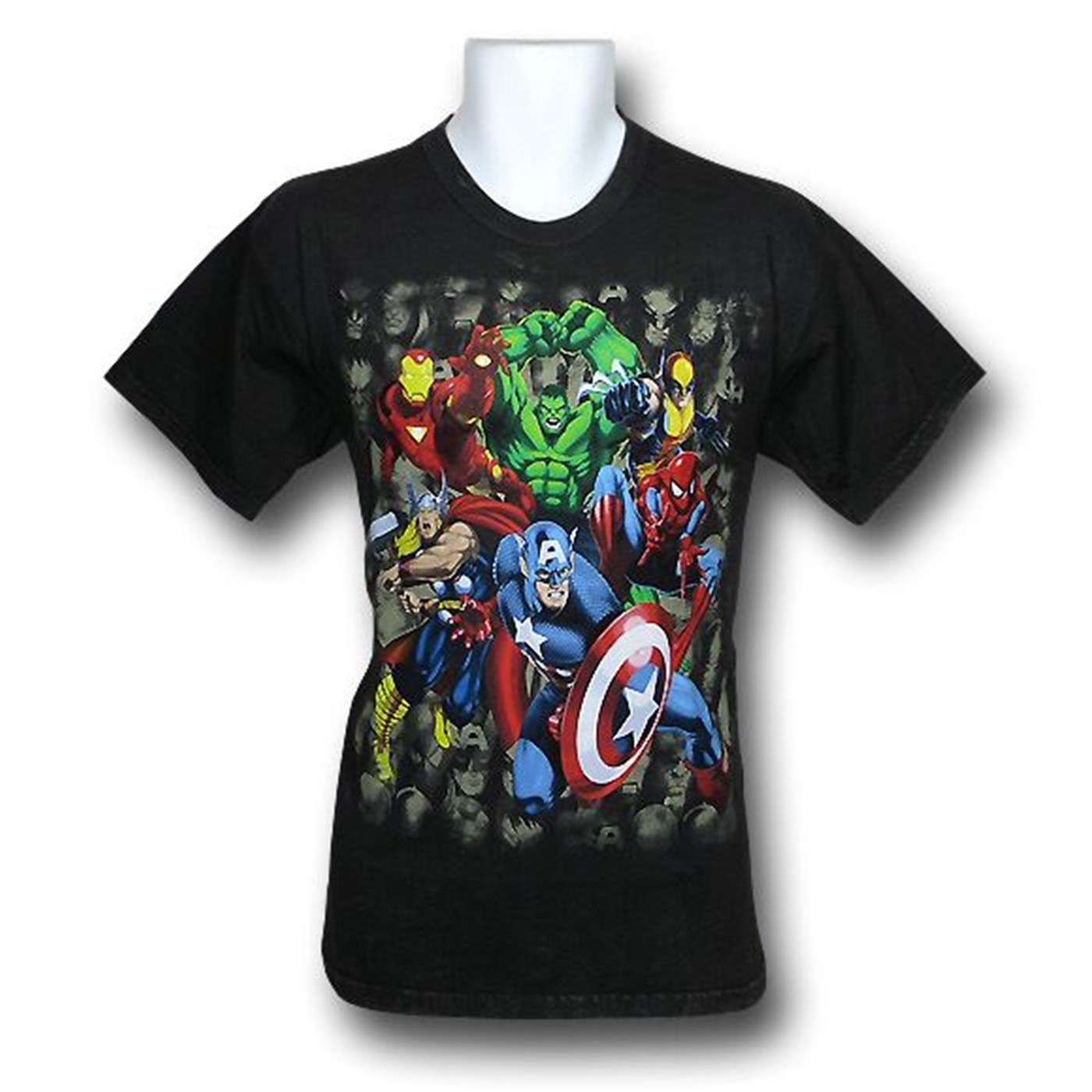 Avengers Youth Black Green Assemble T-Shirt, Black