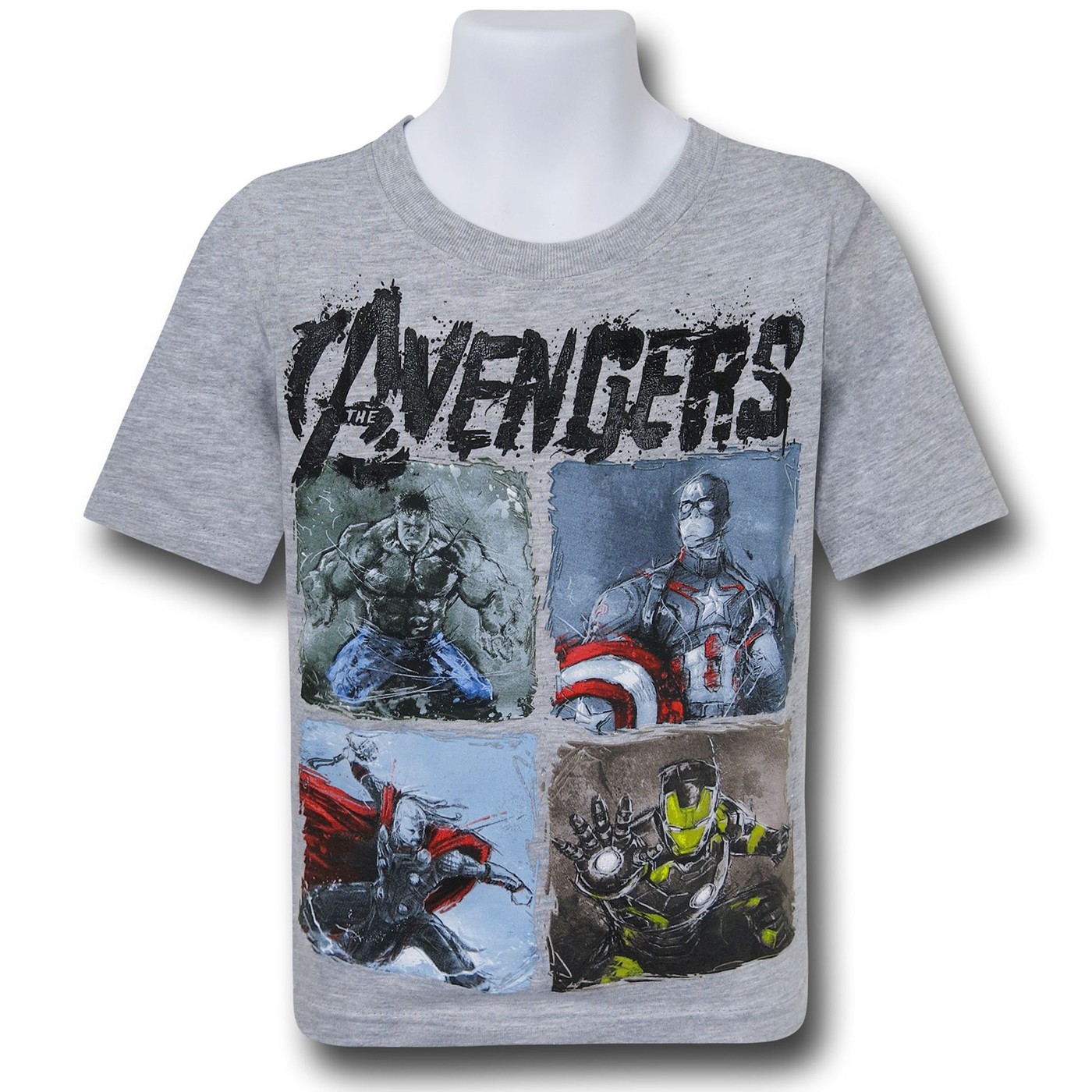 Avengers Age of Ultron Scratch Plated Kids T-Shirt, Grey