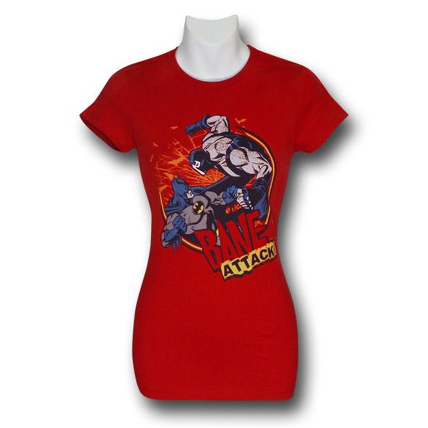 Batman Bane Attack Junior Womens T-Shirt, Red