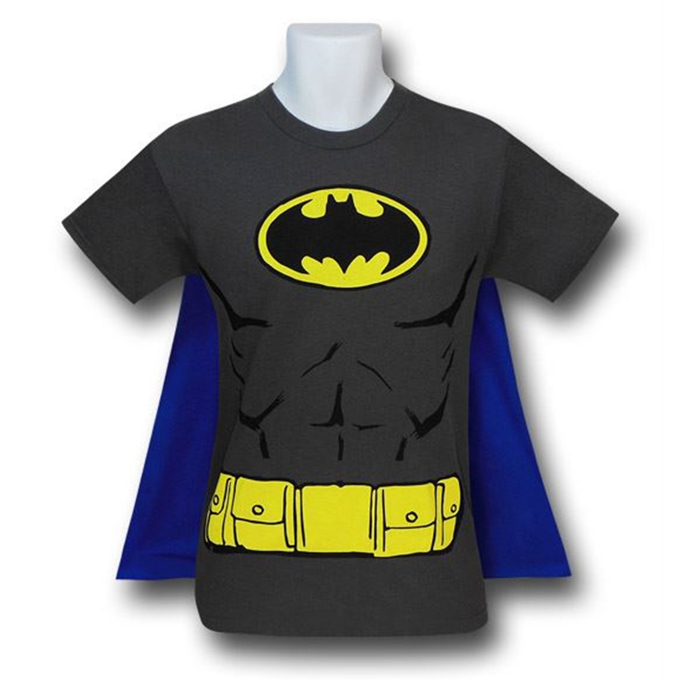 Batman Airbrushed Abs Grey Caped Costume T-Shirt, Grey