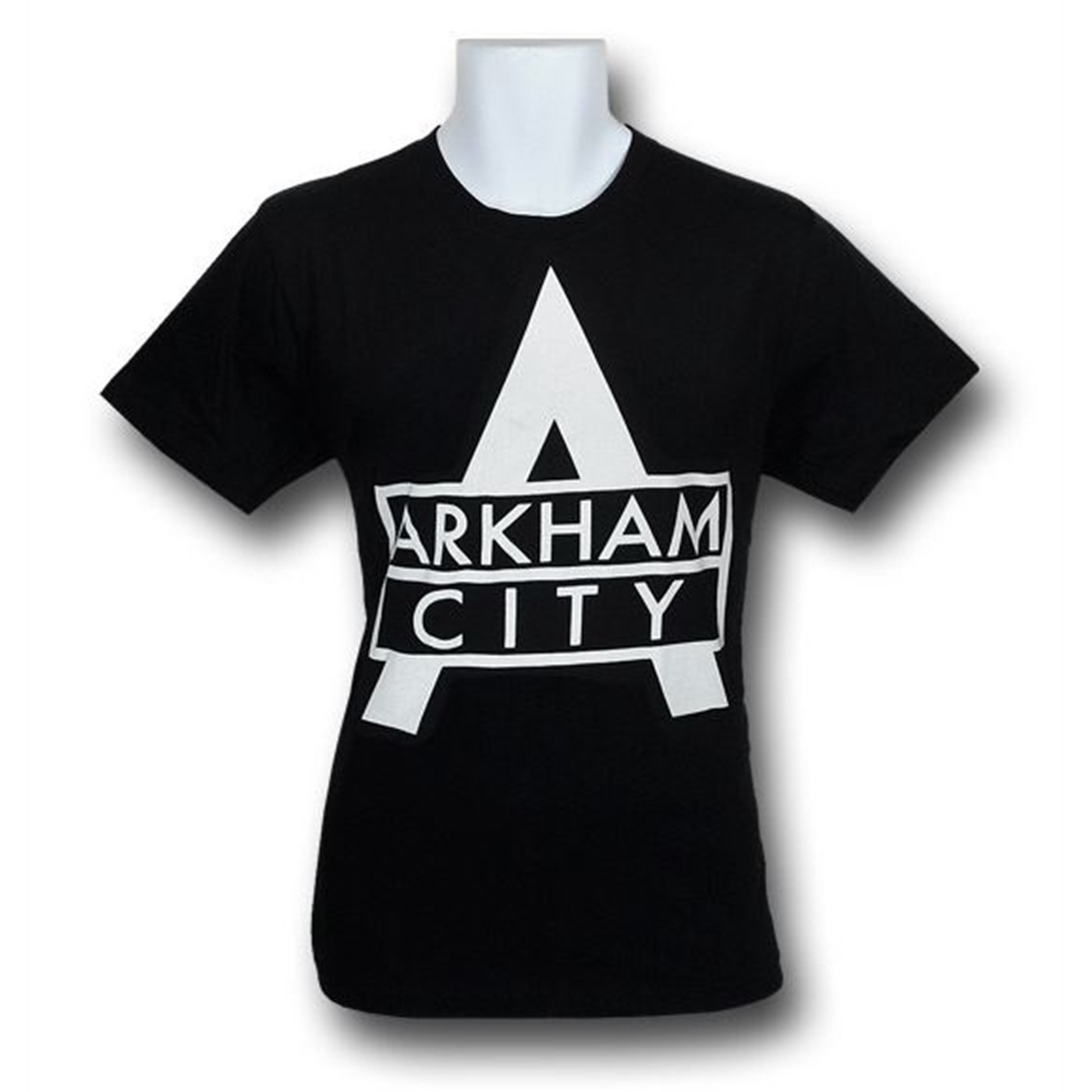 Arkham City Black & White Logo T-Shirt, Black