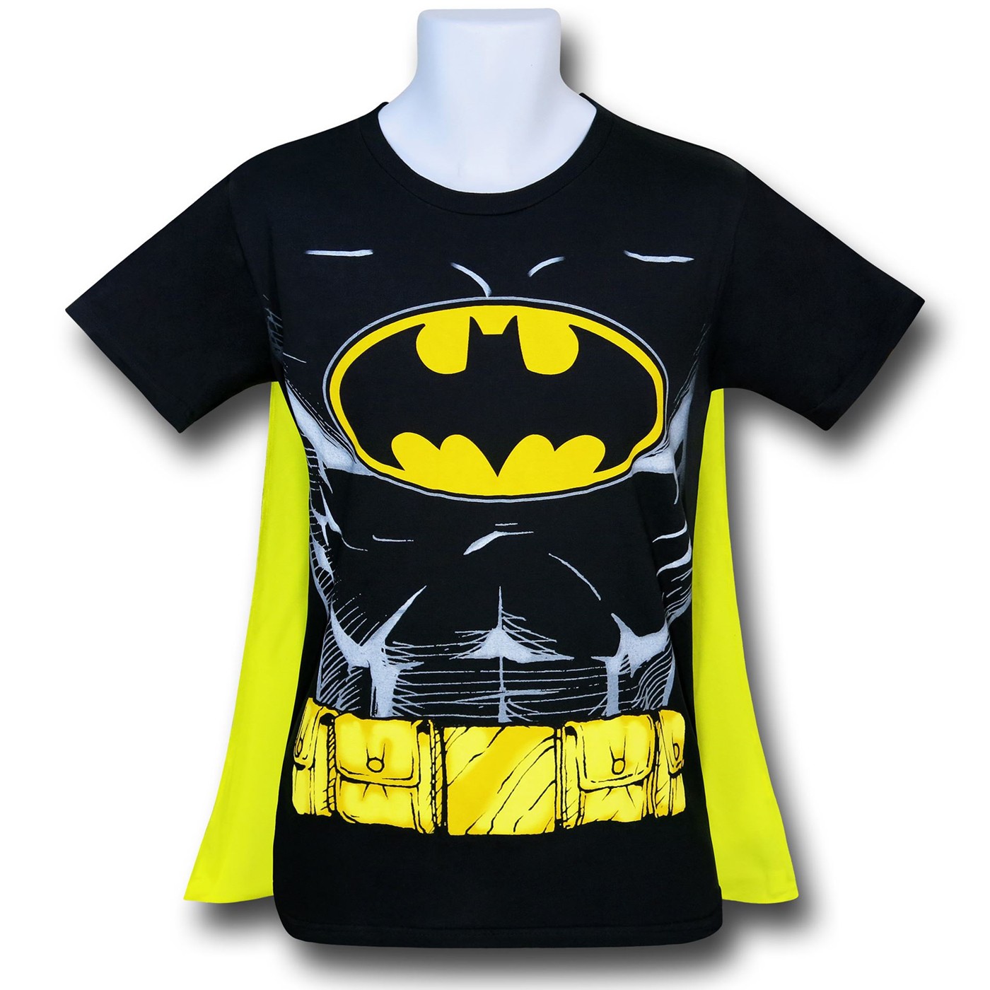 Batman Yellow Caped Black Costume T-Shirt, Black