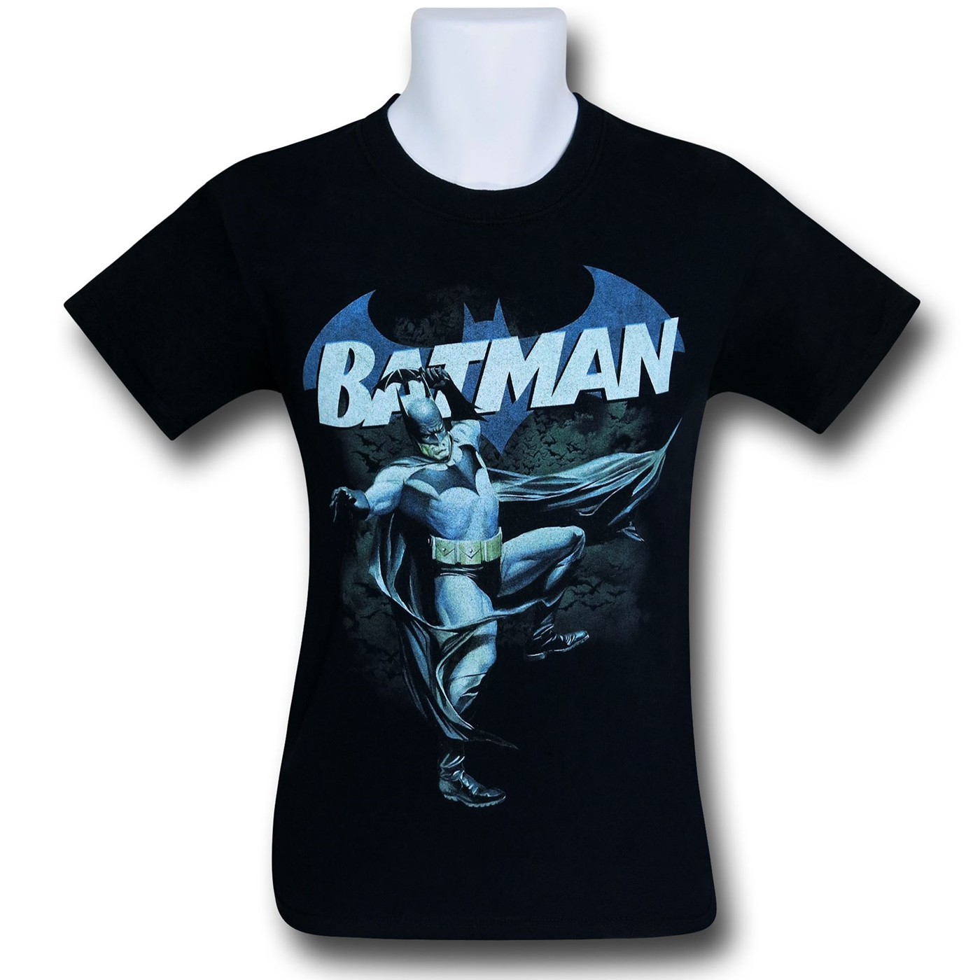 Batman Blue Image on Black T-Shirt, Black