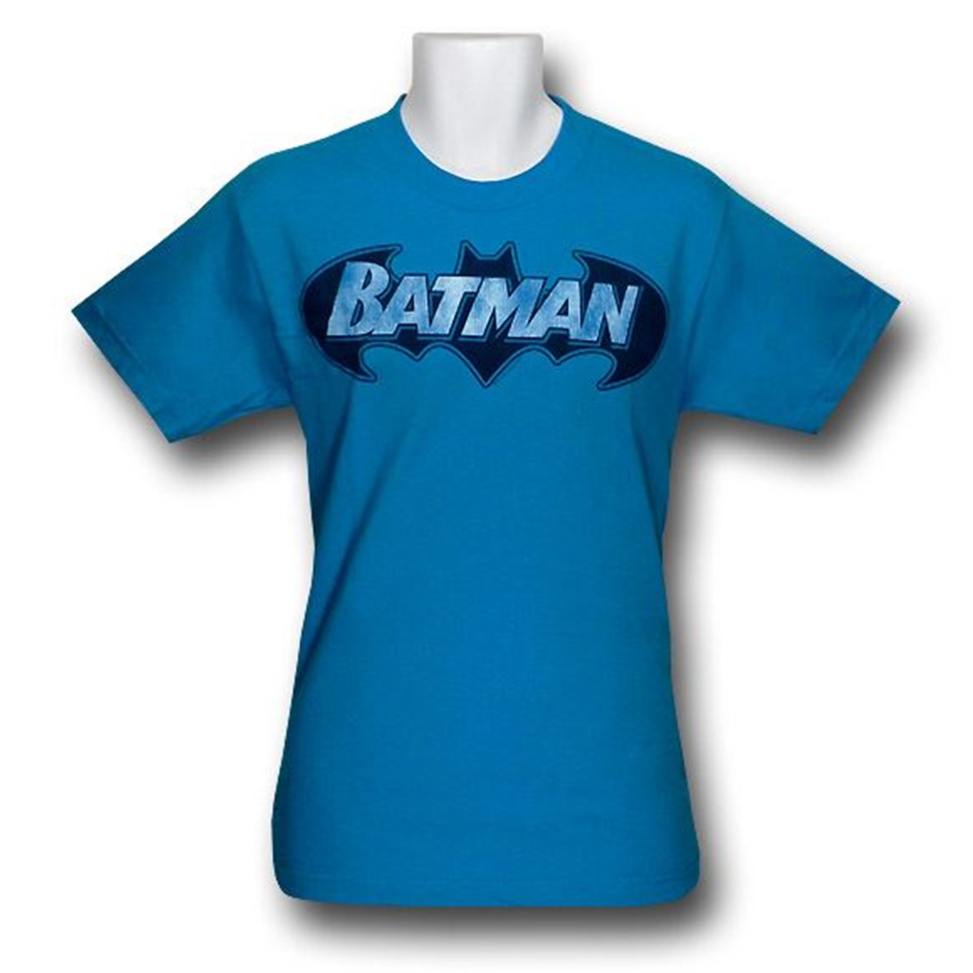 Batman Teal Distressed Logo T-Shirt, Blue