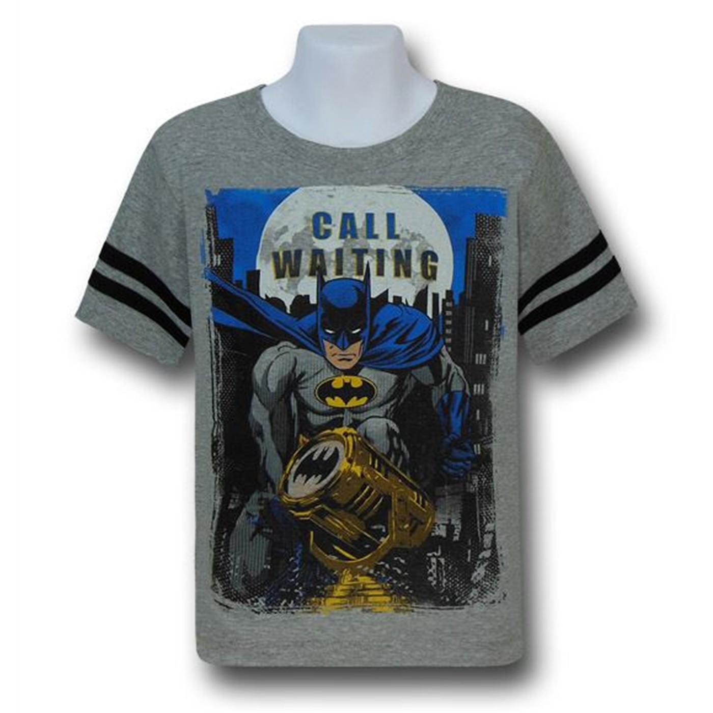 Batman Call Waiting Kids Athletic T-Shirt, Grey