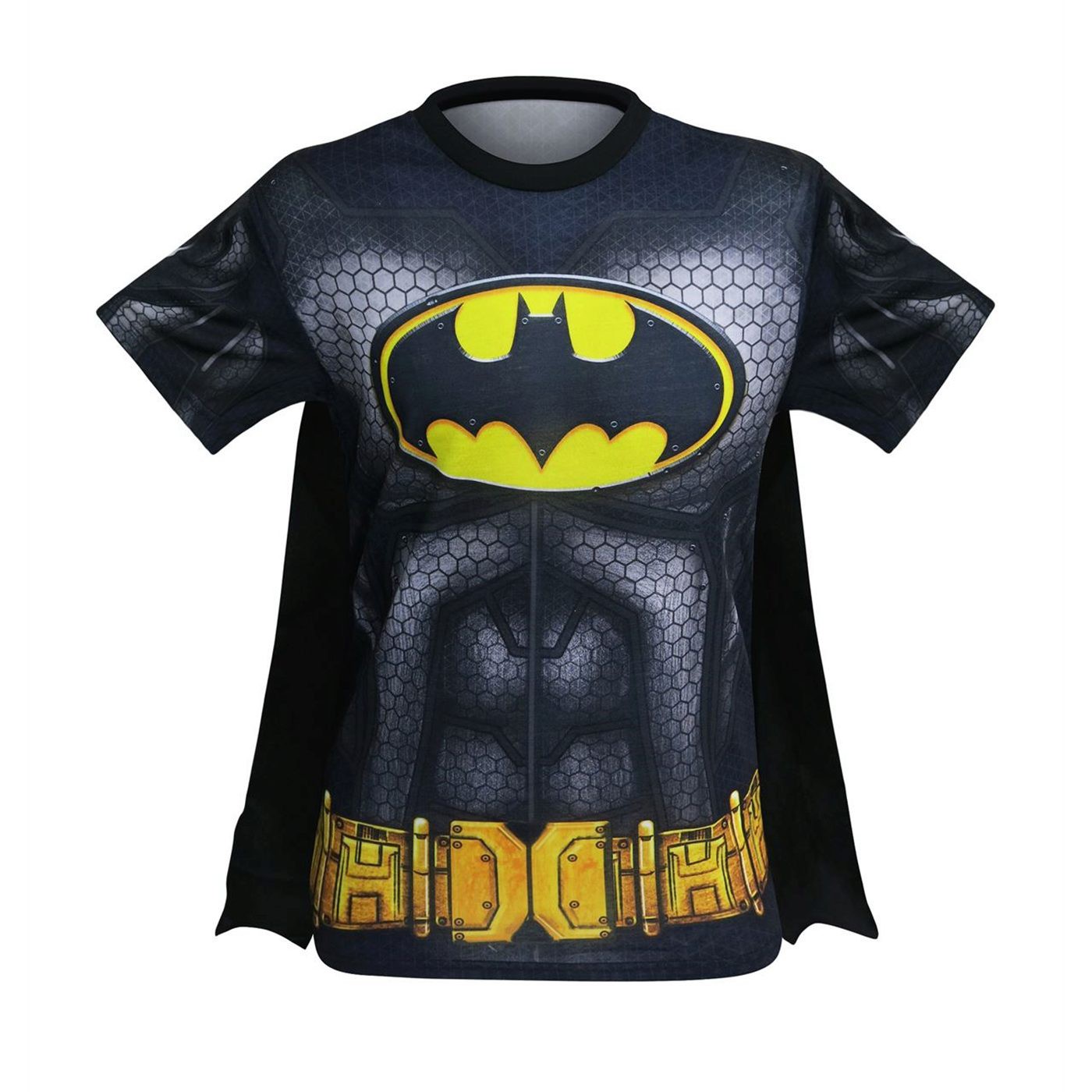 Batman Suit-Up Sublimated Caped Costume Men's T-Shirt, Black
