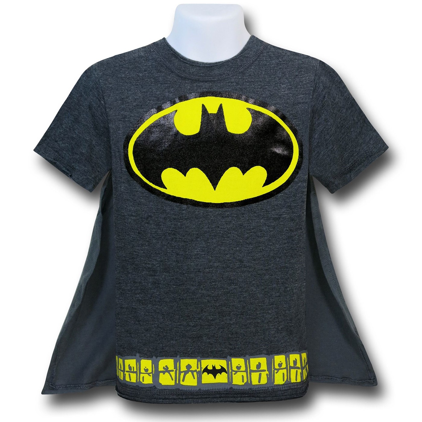 Batman Kids Costume T-Shirt w/Grey Cape, Grey