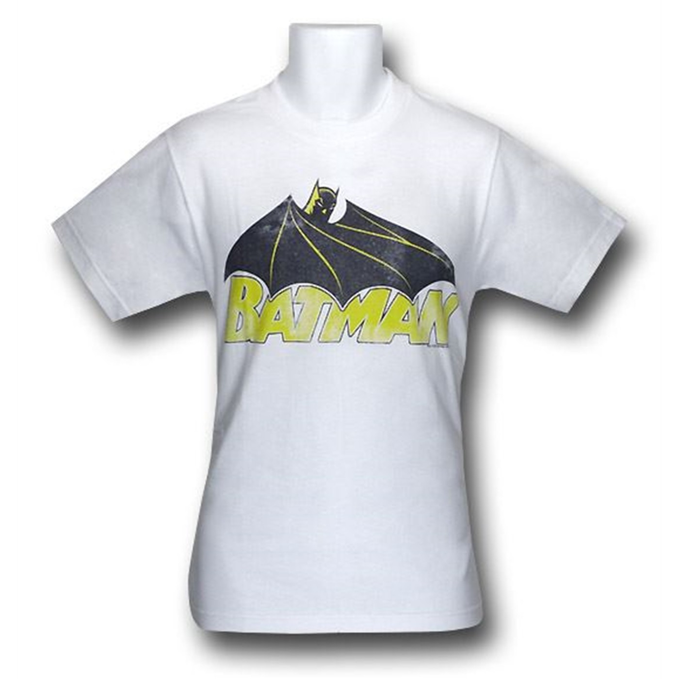 Batman Distressed Caped Logo White T-Shirt, White