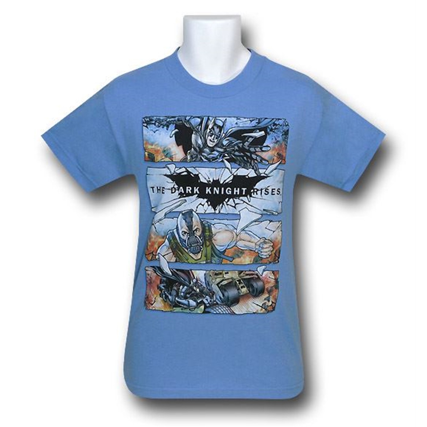 Dark Knight Rises Batman & Bane Battle Panels T-Shirt, Blue