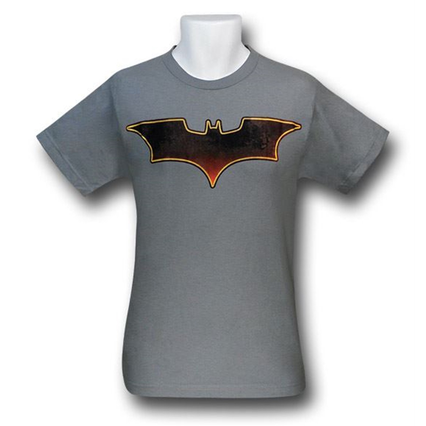 Batman Dark Knight Rises Tainted Symbol T-Shirt, Grey