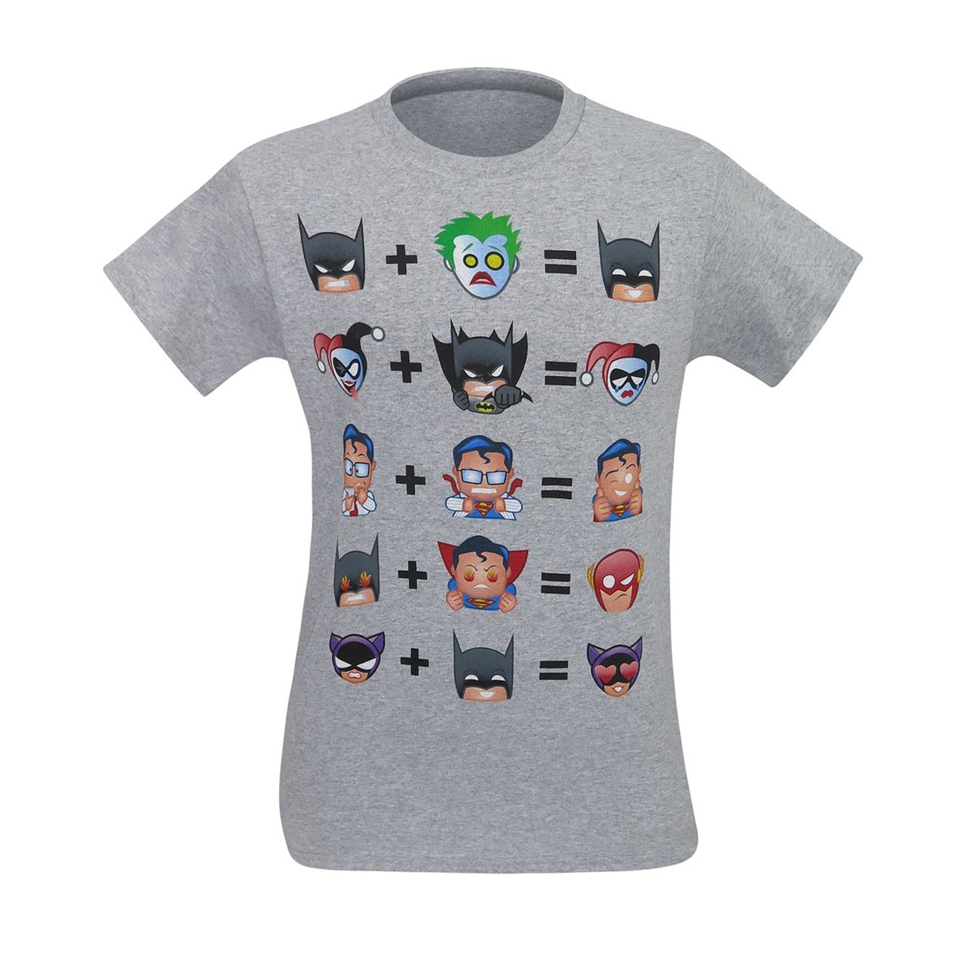 Batman and Friends Math Emoji Men's T-Shirt, Grey