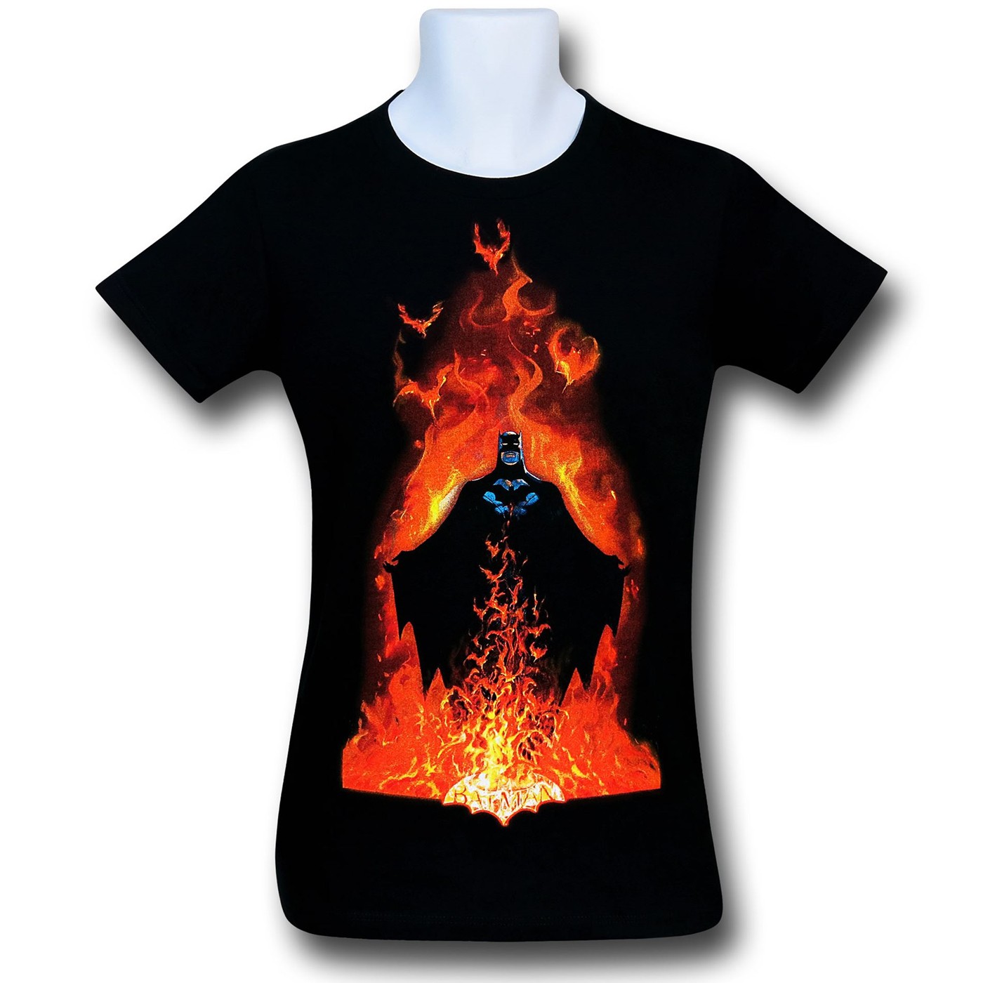 Batman Fiery Bat T-Shirt, Black
