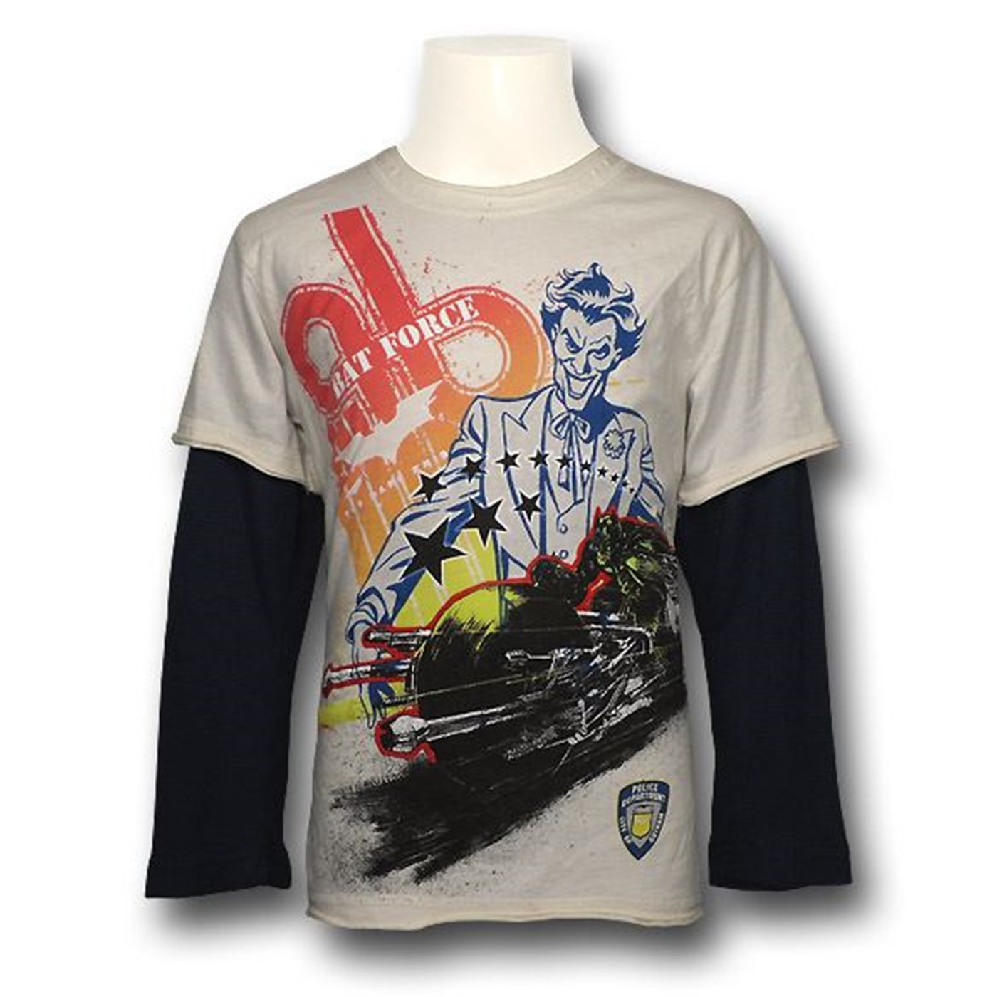 Batman Bat Force 30s Juvy Long Sleeve T-Shirt, White