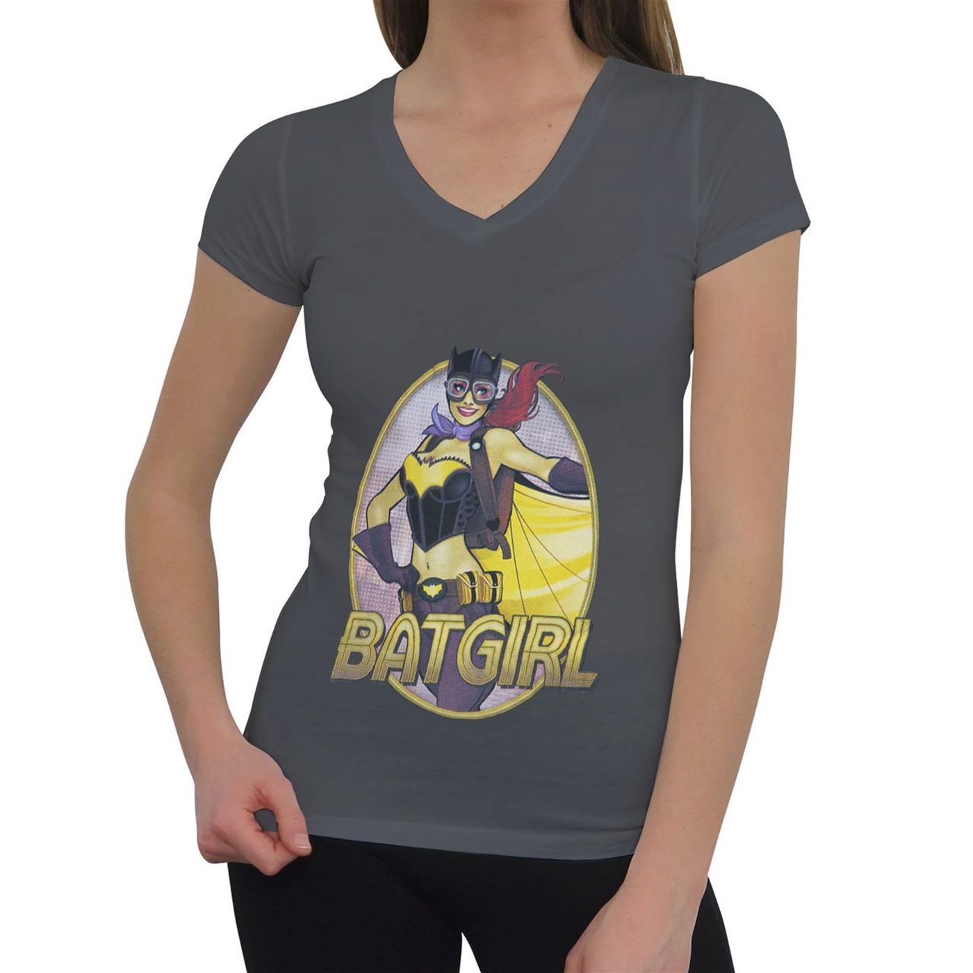 Batgirl Bombshell Women's V-Neck T-Shirt, Black