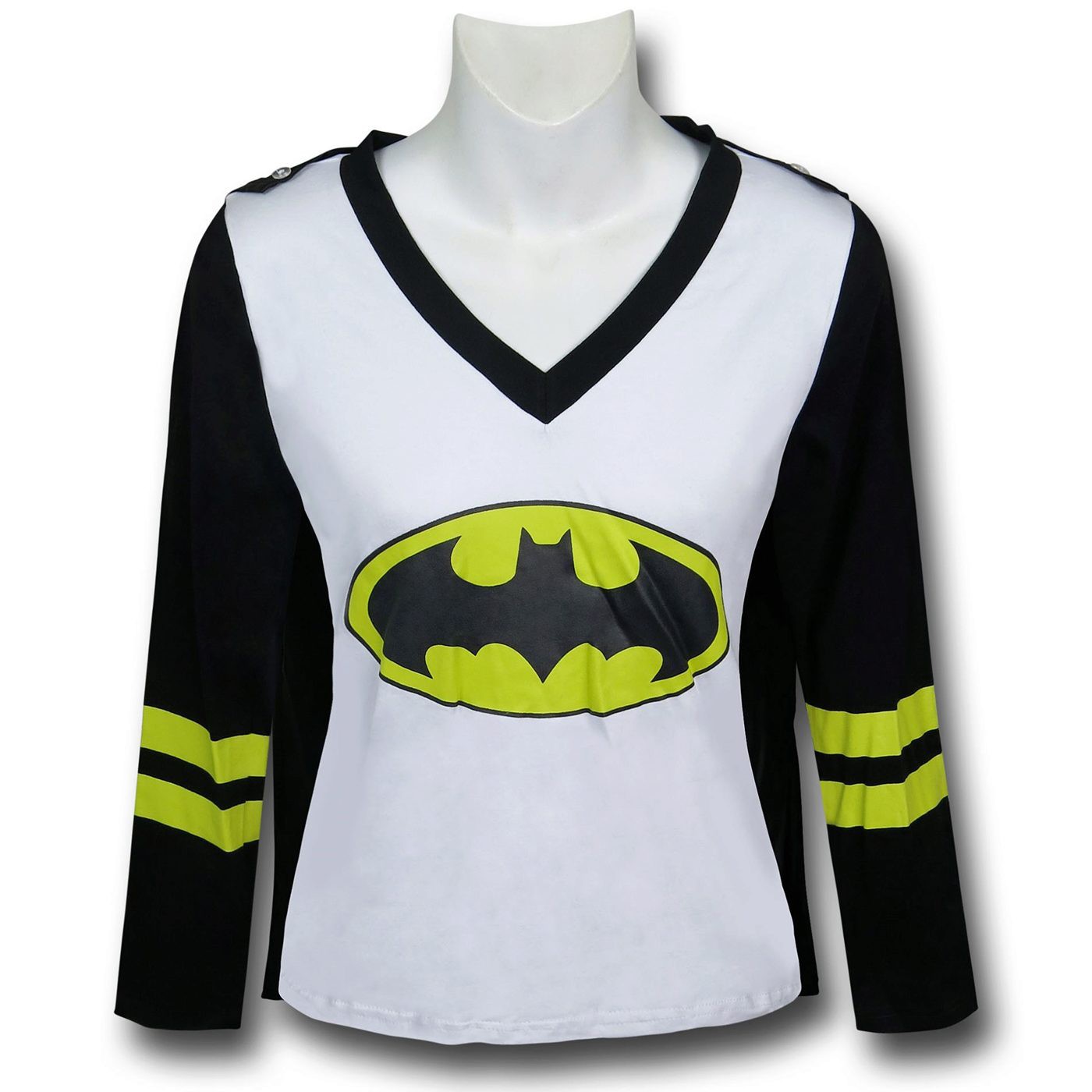 Batgirl LS V-Neck Caped Costume T-Shirt, White